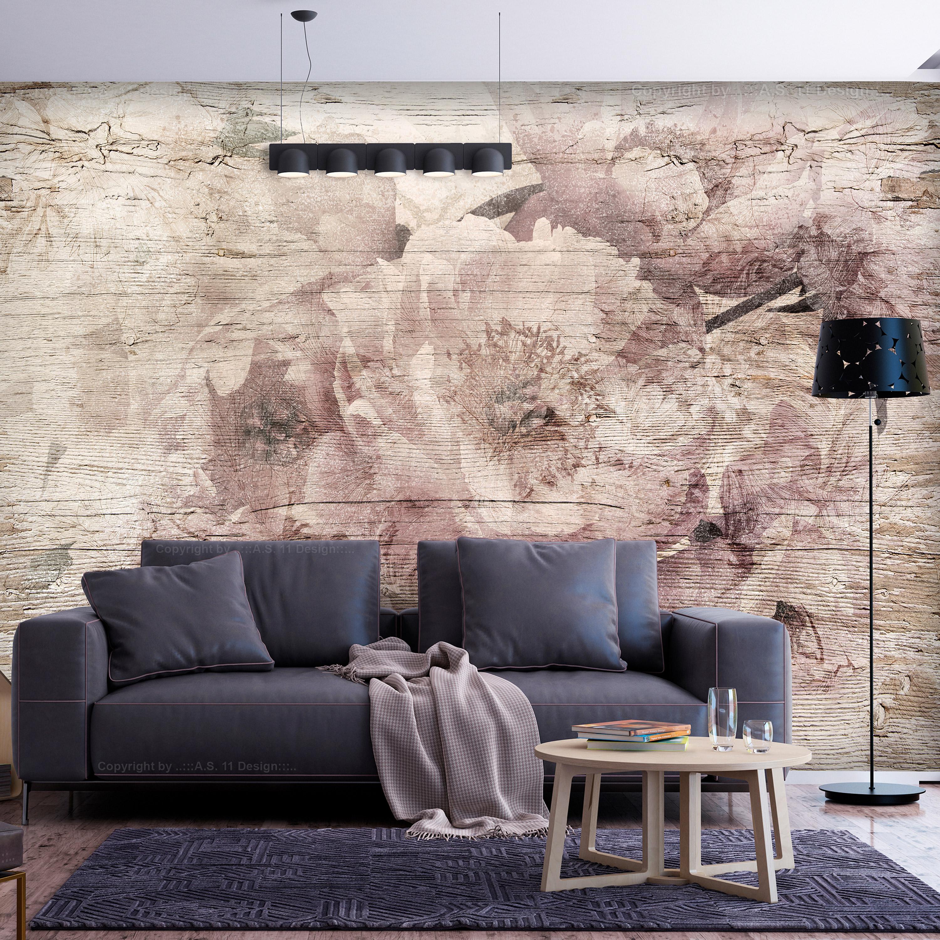 Fototapet - Flowers on Boards - 200 x 140 cm - Standard billede