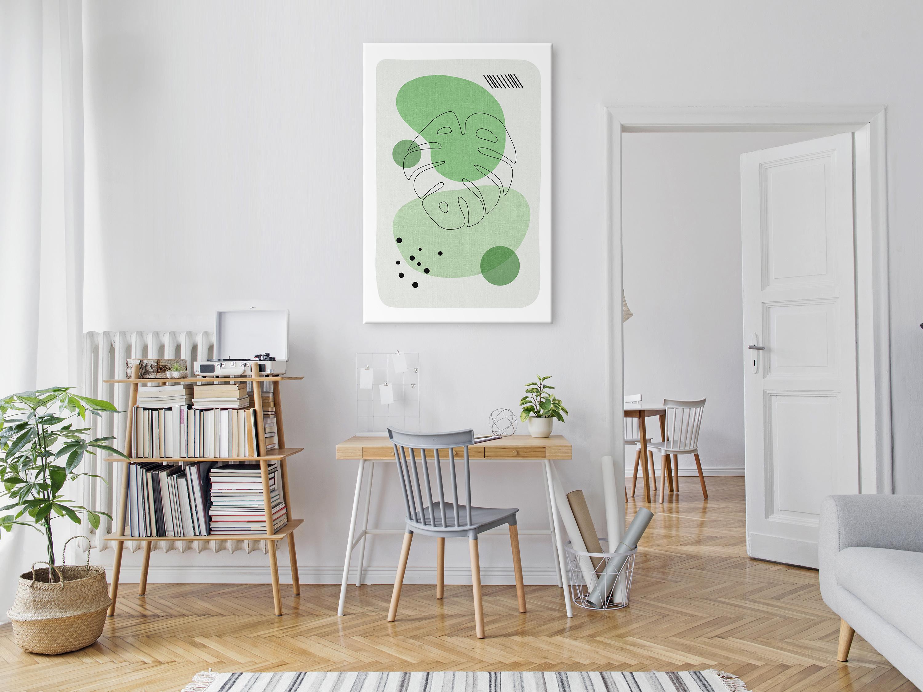Billede - Green Aesthetics of Monstera (1 Part) Vertical - 40 x 60 cm - På italiensk lærred billede