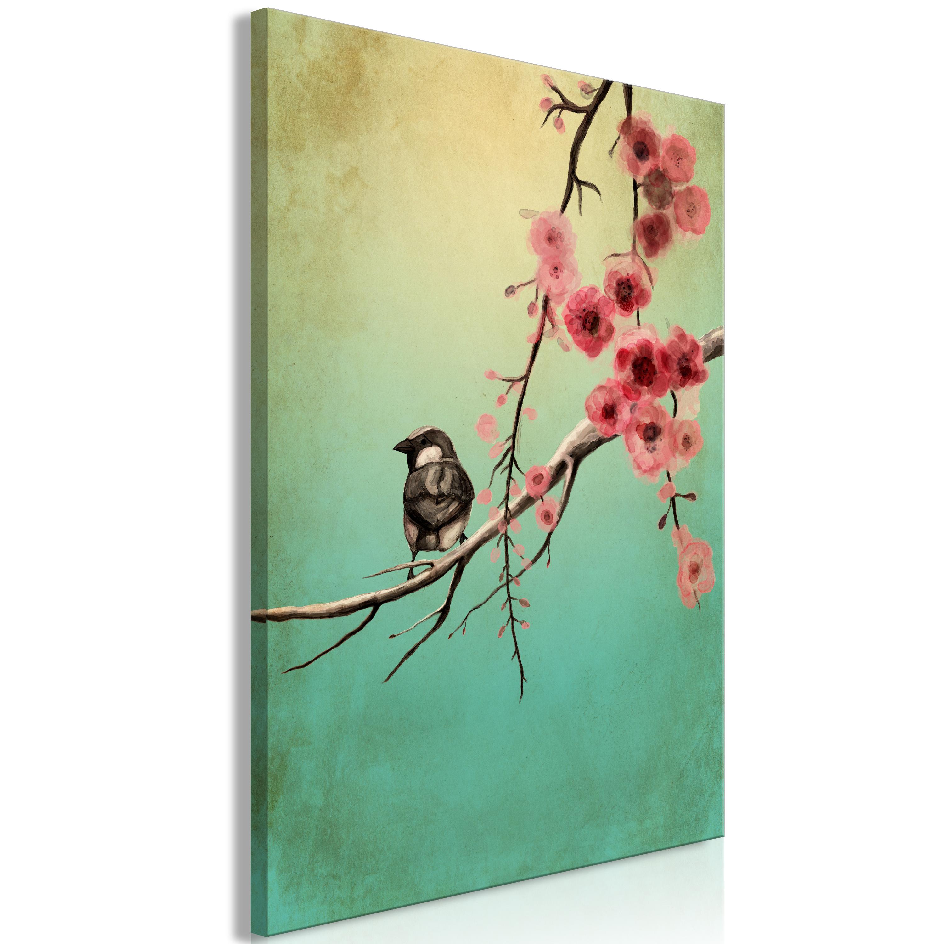 Billede - Cherry Flowers (1 Part) Vertical - 60 x 90 cm - Premium Print billede