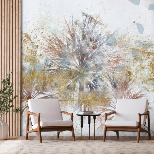 Fototapet Grey palms med abstrakt palmemotiv