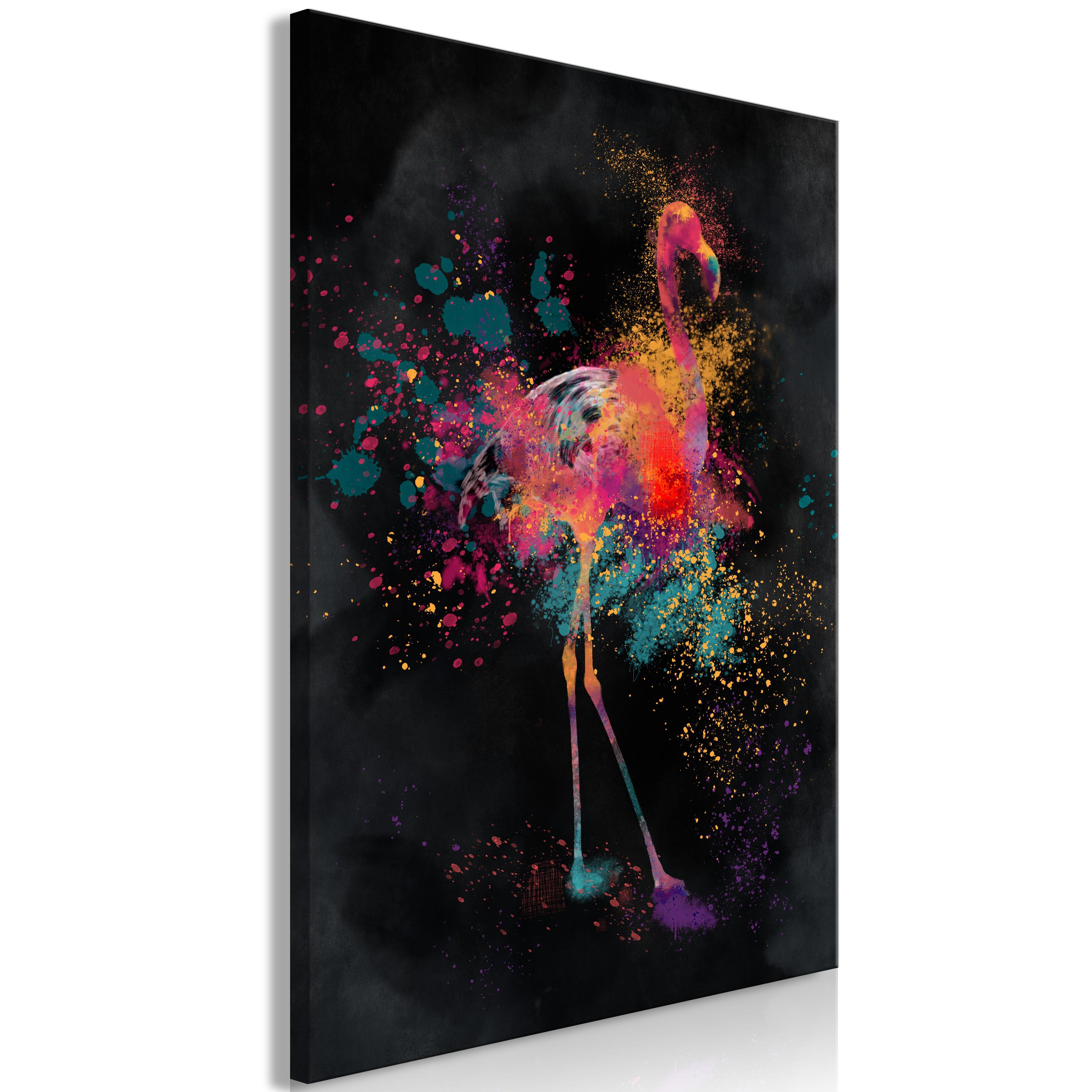 Billede - Flamingo Colour (1 Part) Vertical - 60 x 90 cm - På italiensk lærred billede