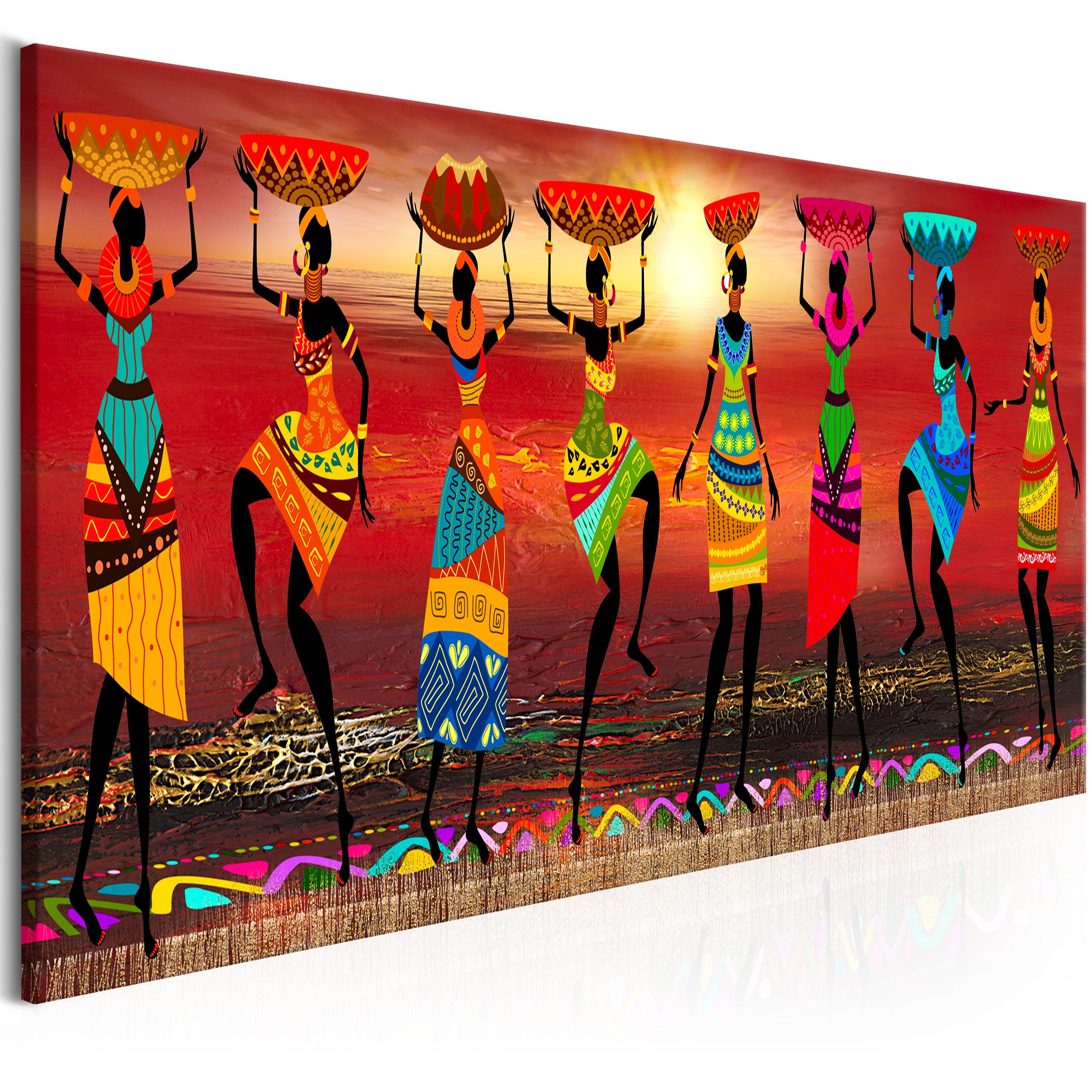 Billede - African Women Dancing - 120 x 40 cm - Standard billede