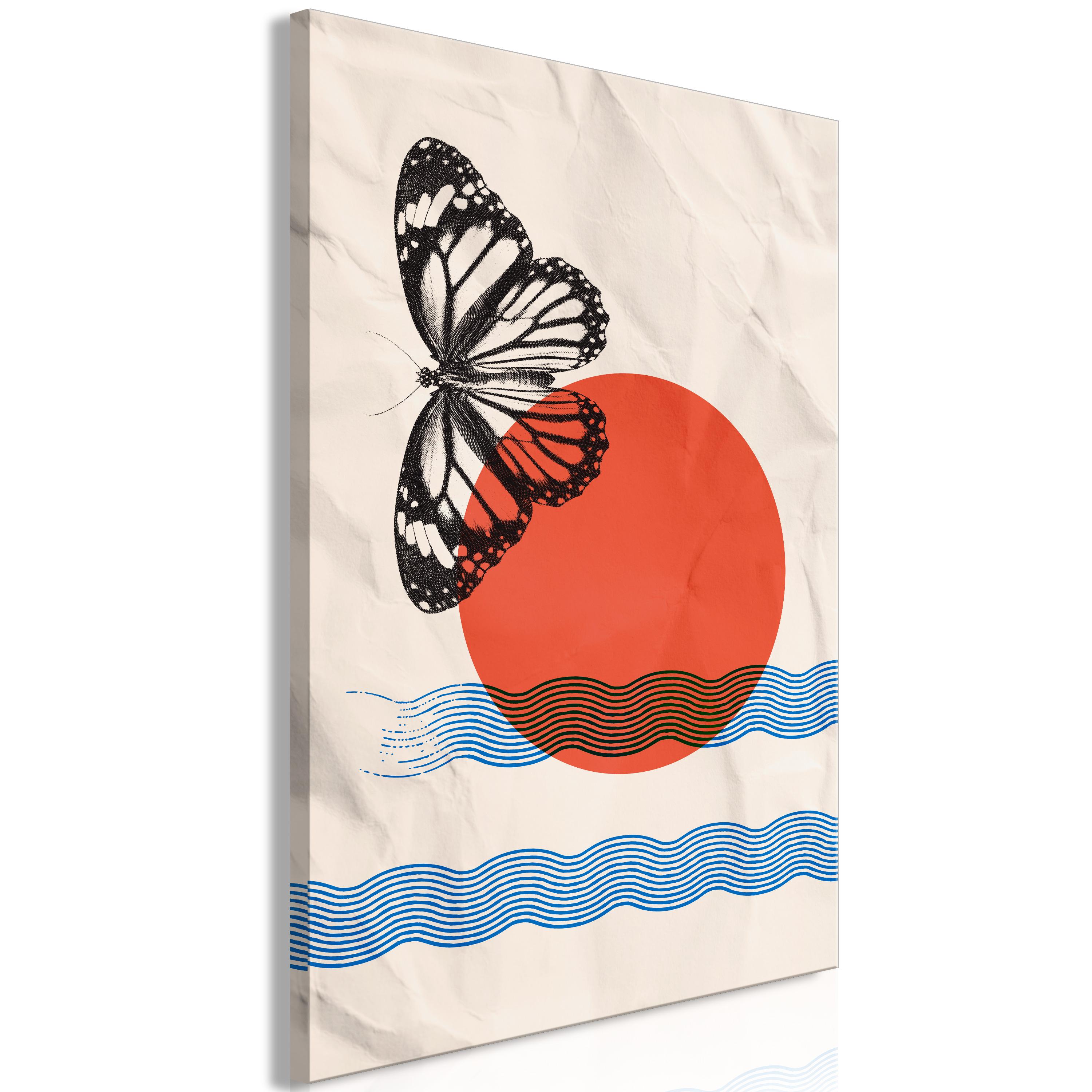 Billede - Butterfly and Sunrise (1 Part) Vertical - 40 x 60 cm - Premium Print billede