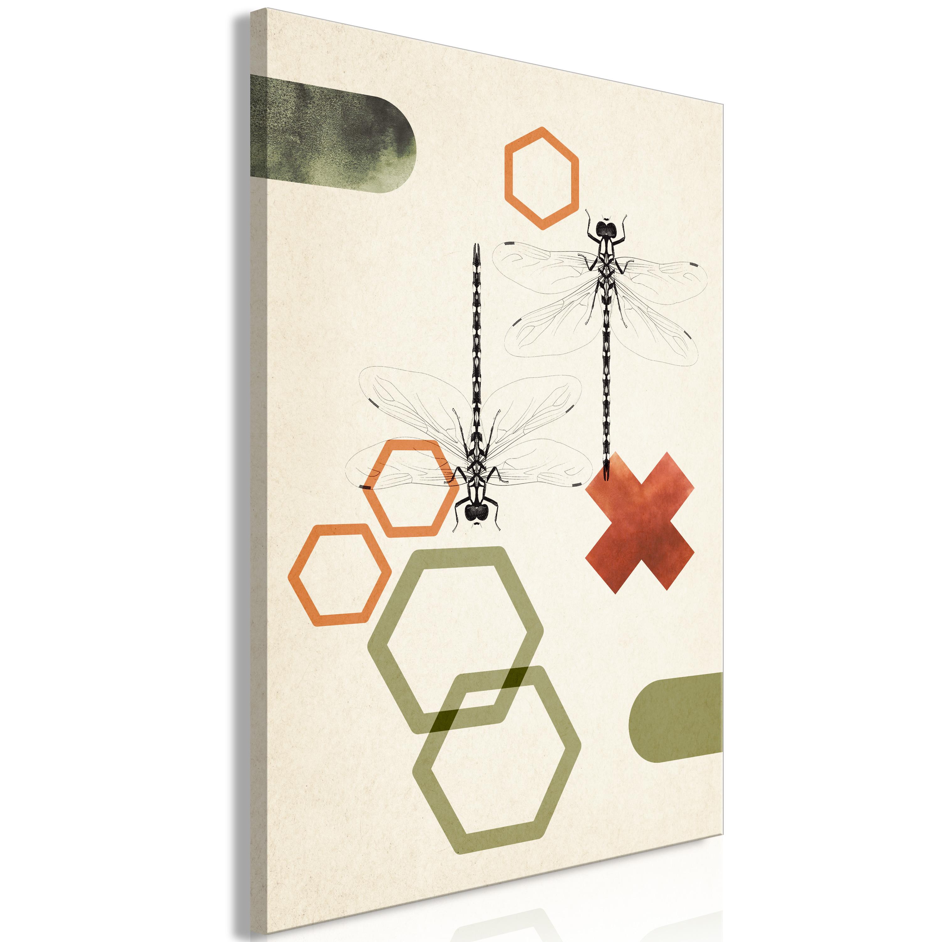 Billede - Dragonflies and Geometry (1 Part) Vertical - 40 x 60 cm - Premium Print billede