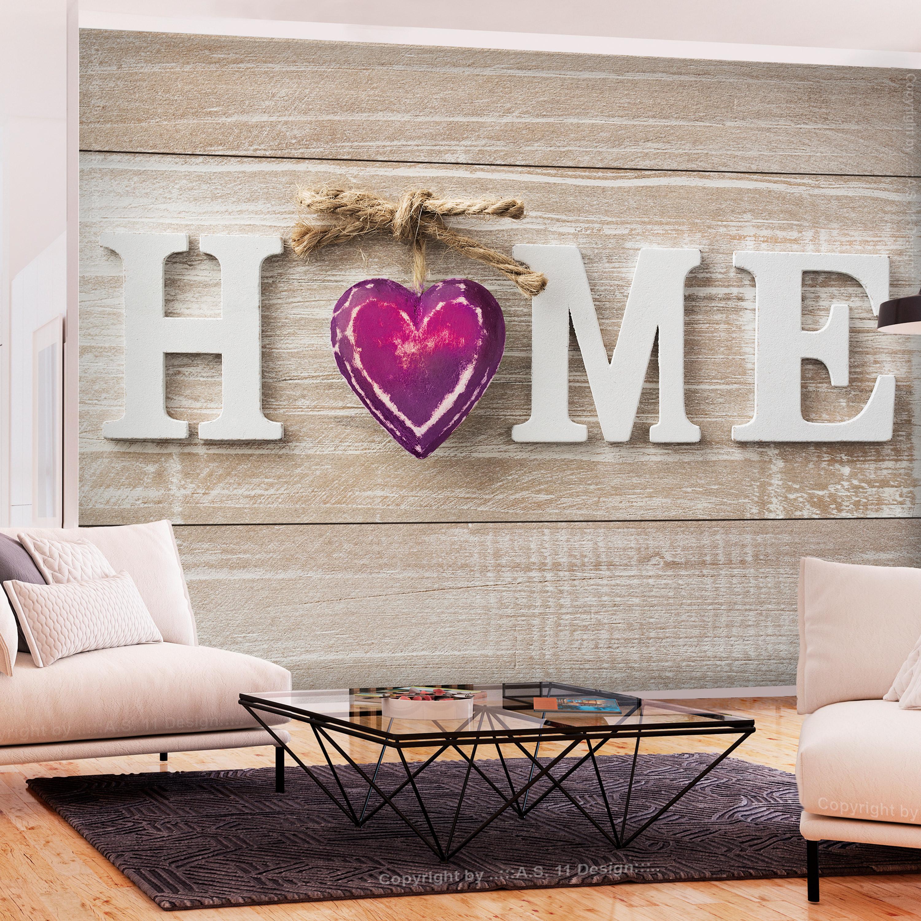 Fototapet - Home Heart (Violet) - 294 x 210 cm - Selvklæbende billede