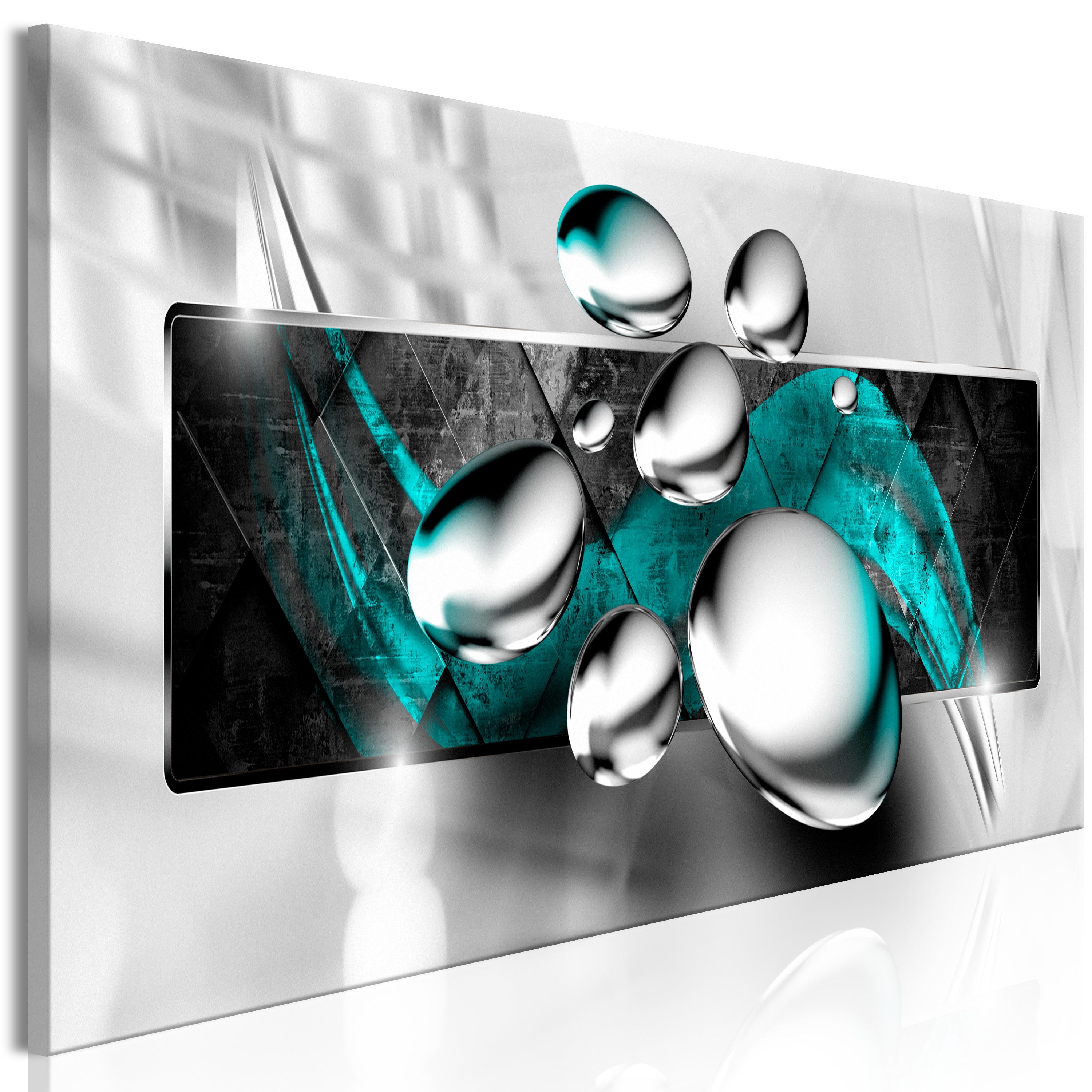 Billede - Shiny Stones (1 Part) Narrow Turquoise - 150 x 50 cm - Premium Print billede