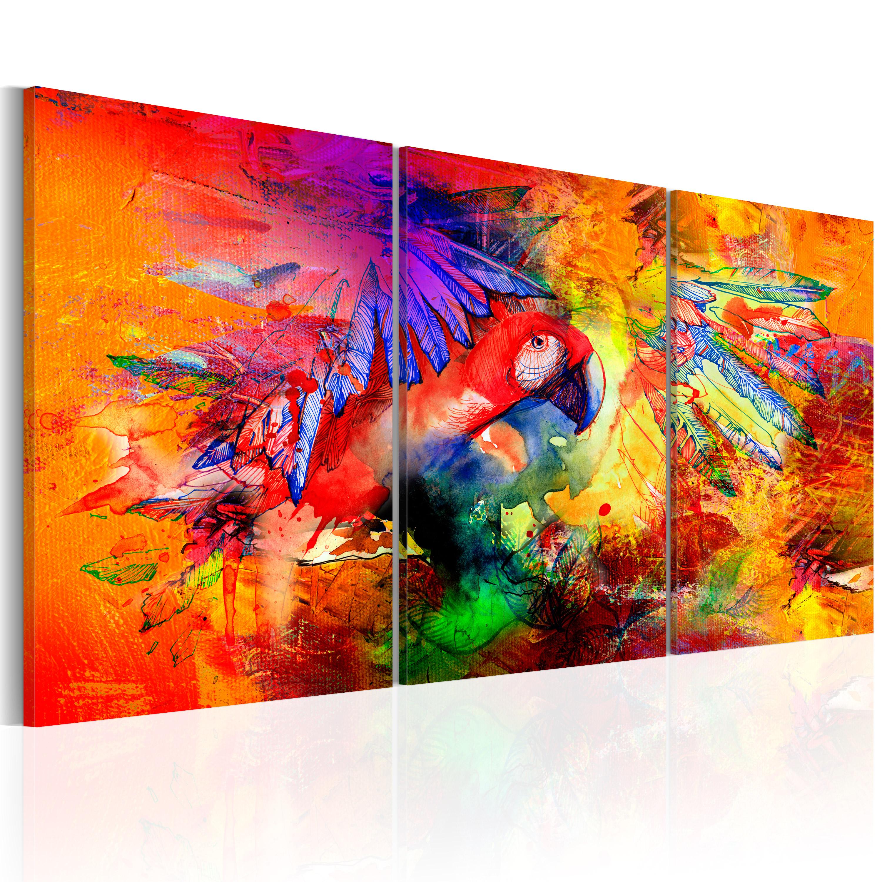 Billede - Colourful Parrot - 120 x 60 cm - Premium Print billede