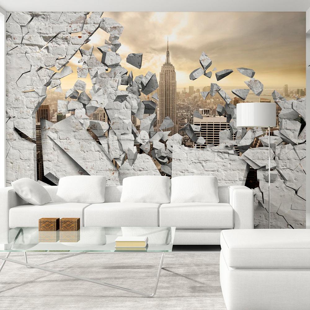 Fototapet - NY - City behind the Wall - 250 x 175 cm - Premium billede