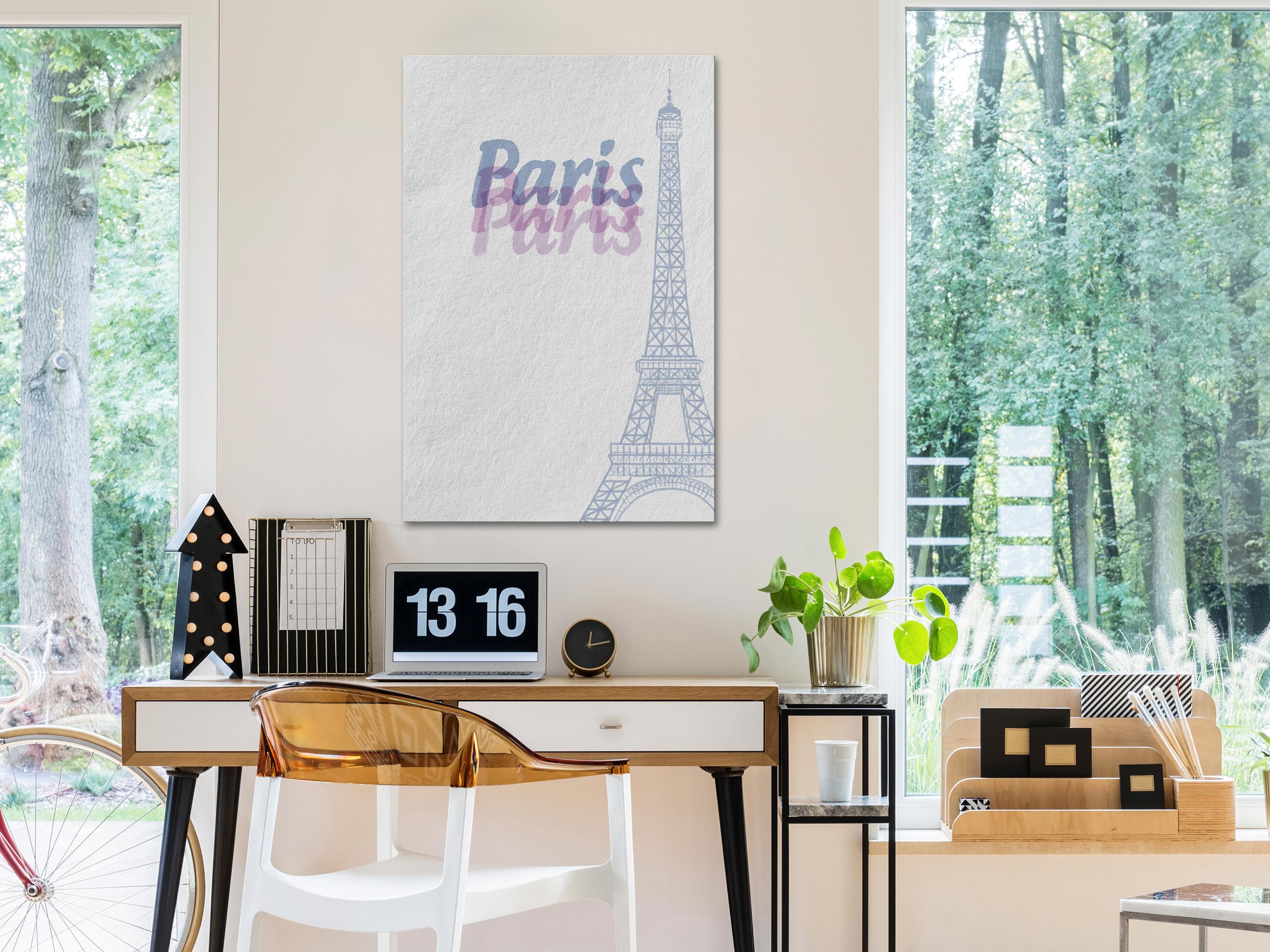 Billede - Paris in Watercolours (1 Part) Vertical - 80 x 120 cm - Premium Print billede