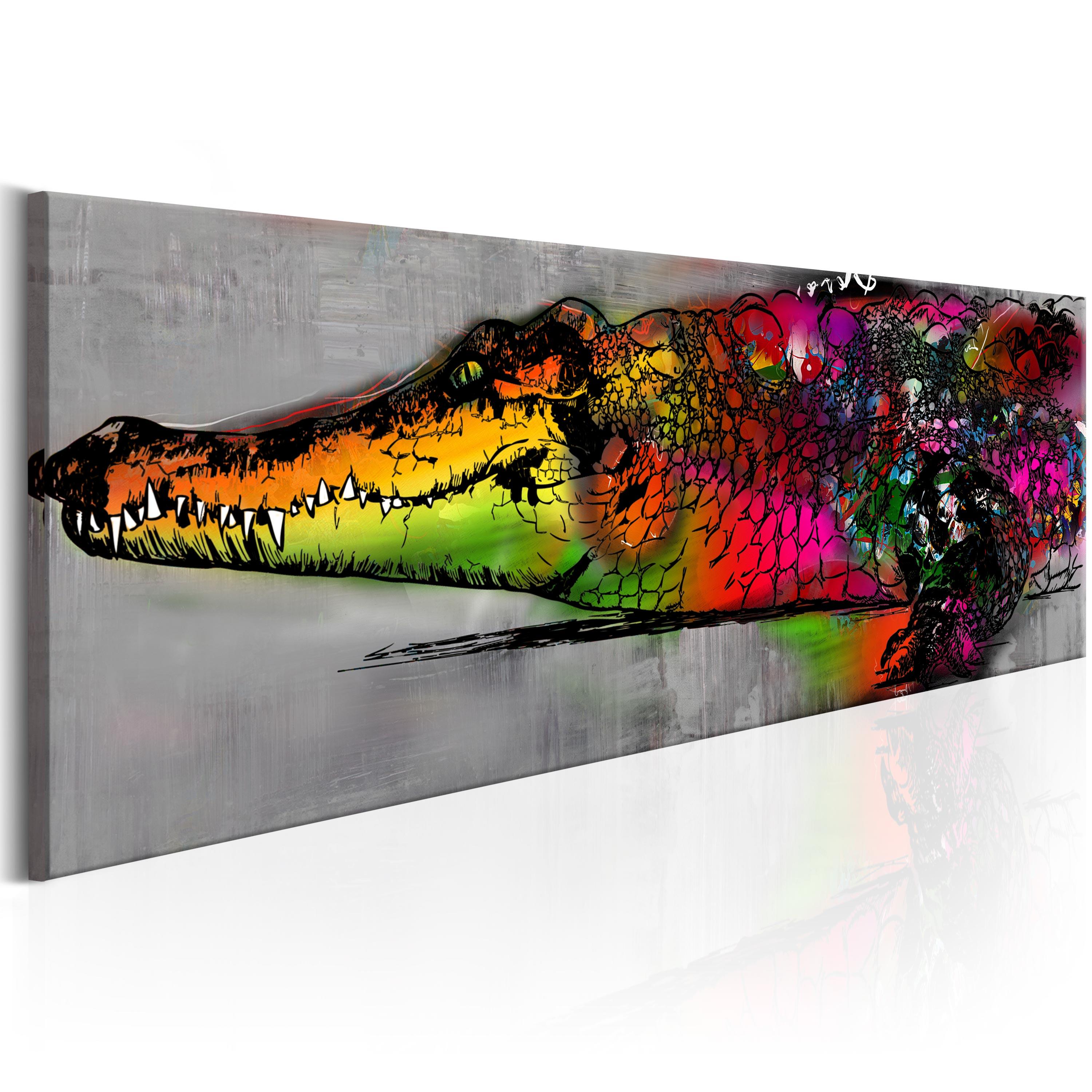 Billede - Colourful Alligator - 150 x 50 cm - Premium Print billede
