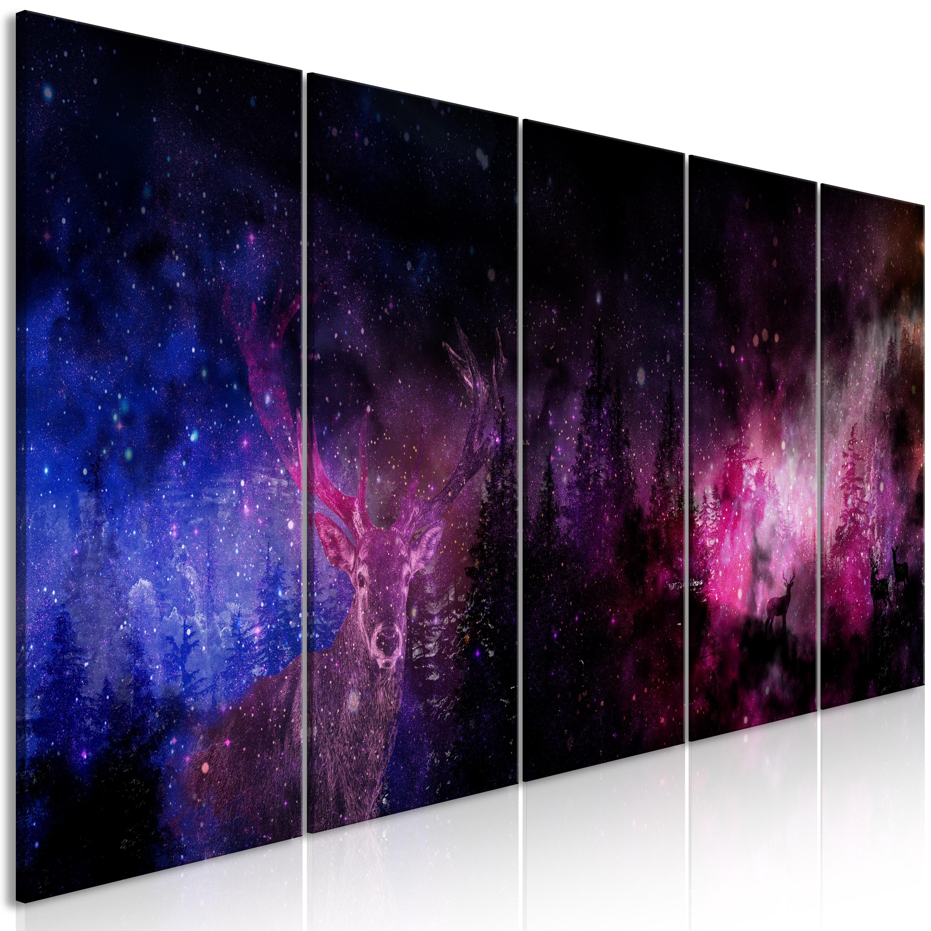 Billede - Deer Galaxy (5 dele) Narrow - 225 x 90 cm - Premium Print billede