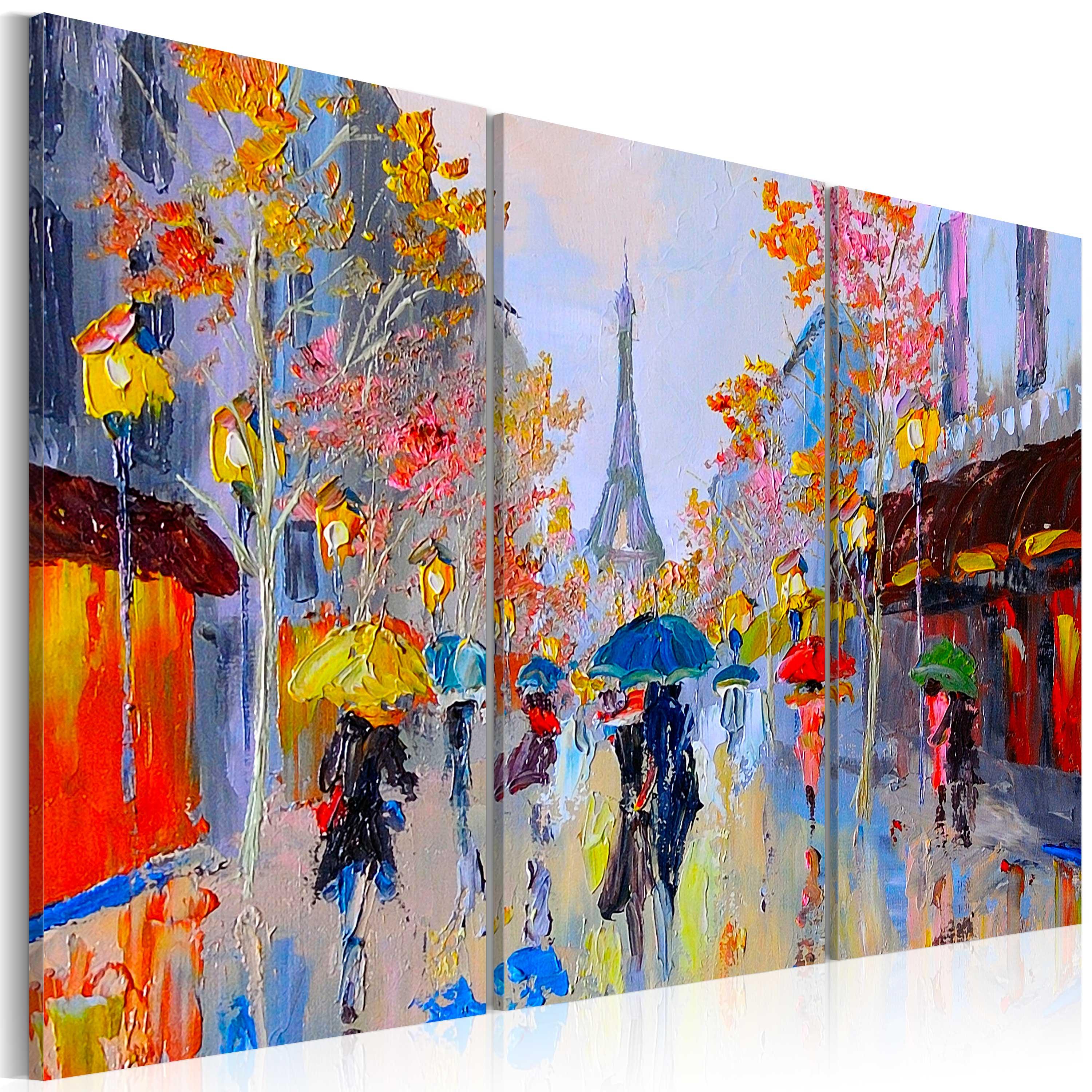 Billede - Rainy Paris - 120 x 80 cm - Premium Print billede