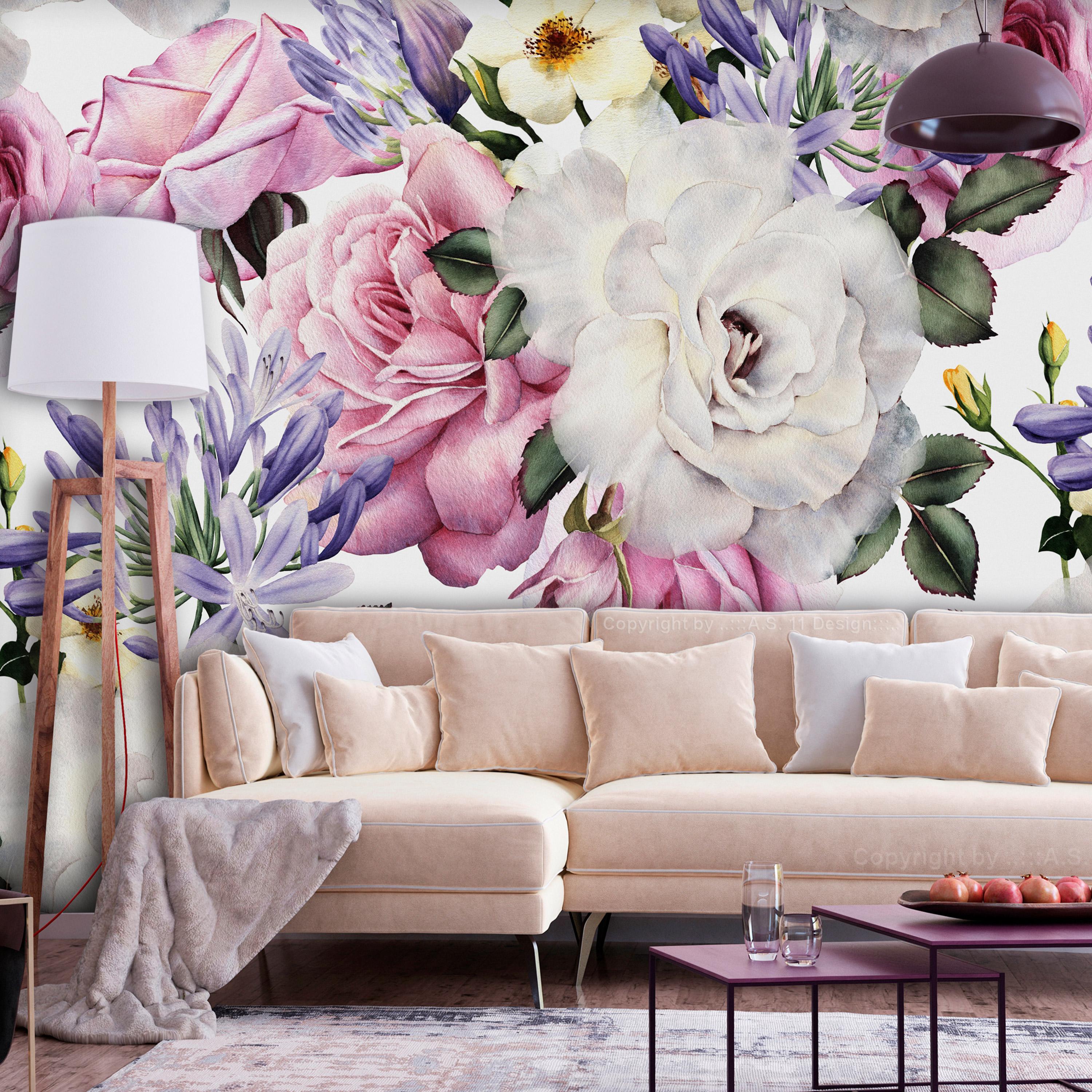 Fototapet - Sentimental Garden (Colourful) - 300 x 210 cm - Premium billede