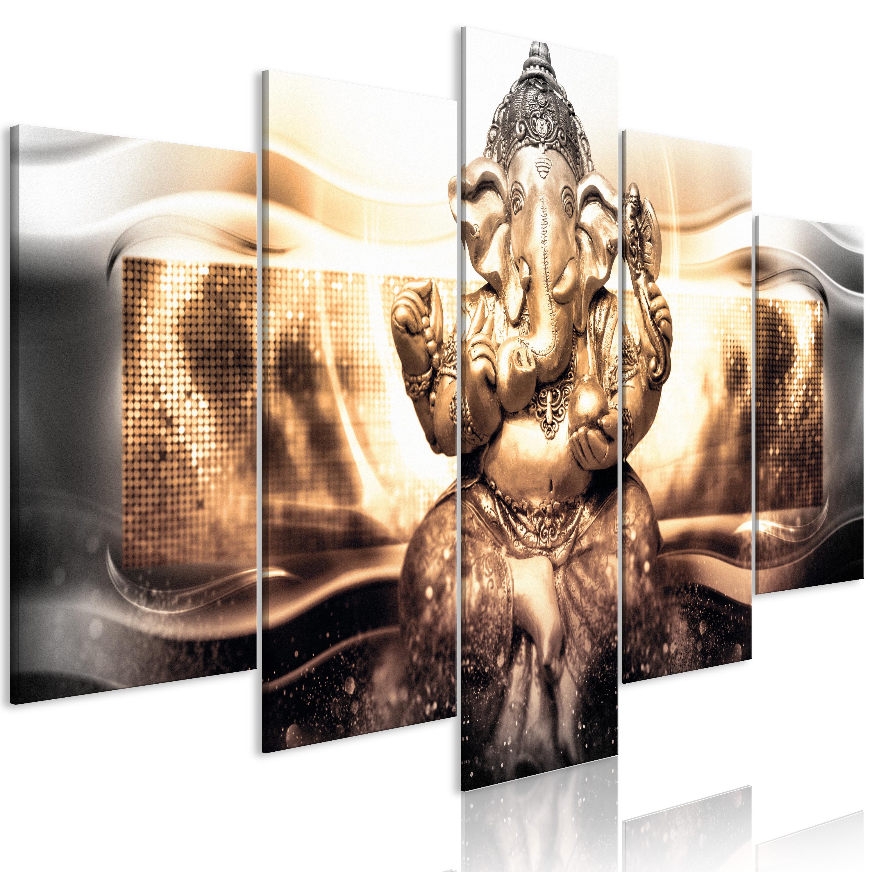 Billede - Buddha Style (5 dele) Golden Wide - 225 x 112.5 cm - Premium Print billede