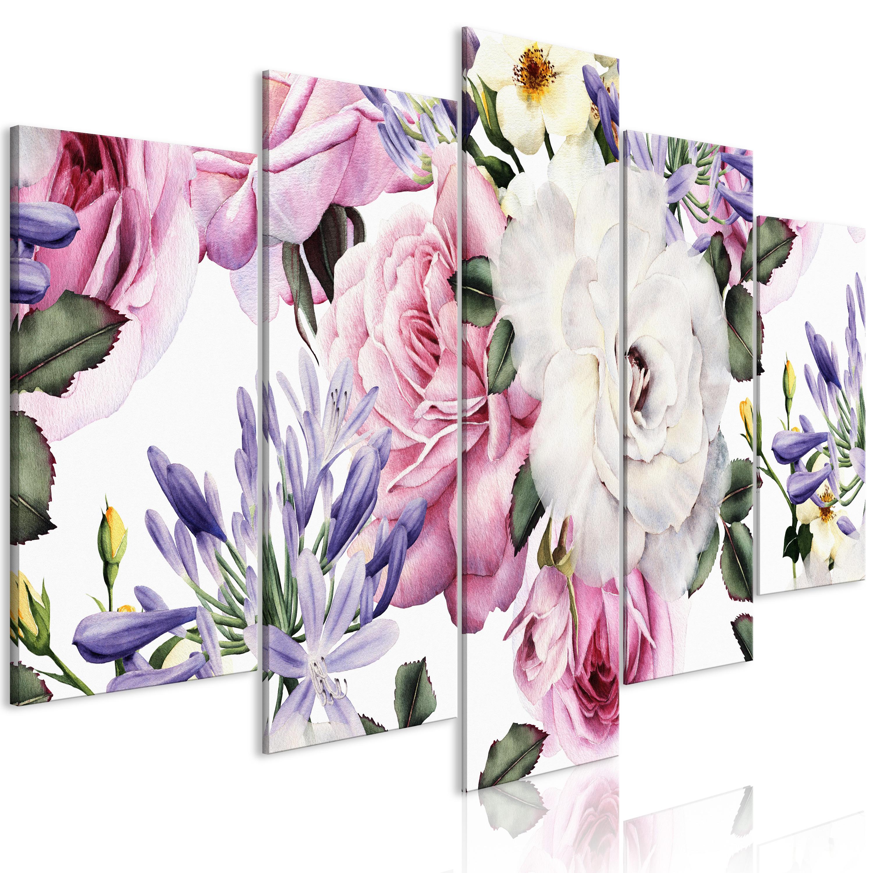 Billede - Rose Composition (5 dele) Wide Colourful - 225 x 112.5 cm - Premium Print billede
