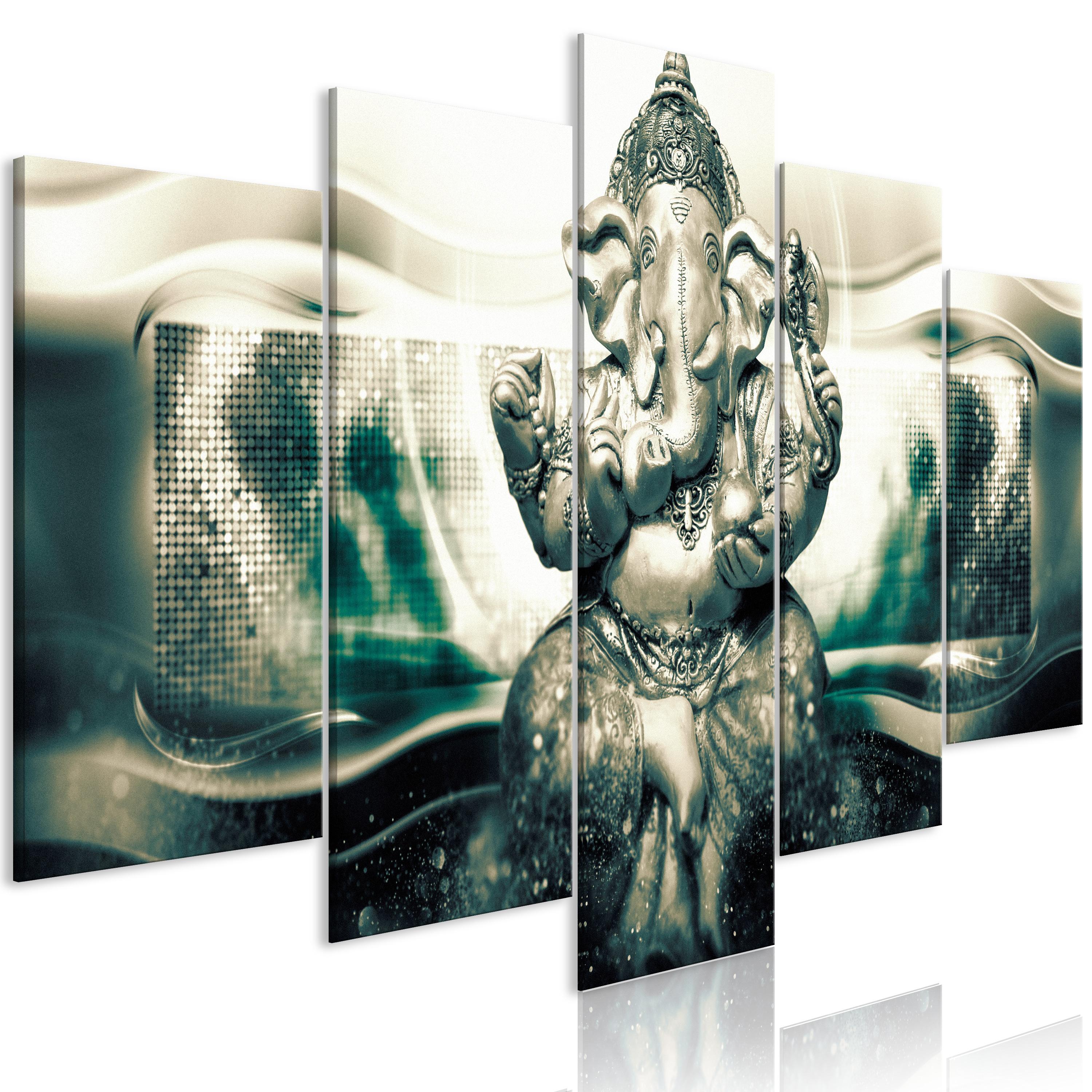 Billede - Buddha Style (5 dele) Green Wide - 225 x 112.5 cm - Premium Print billede