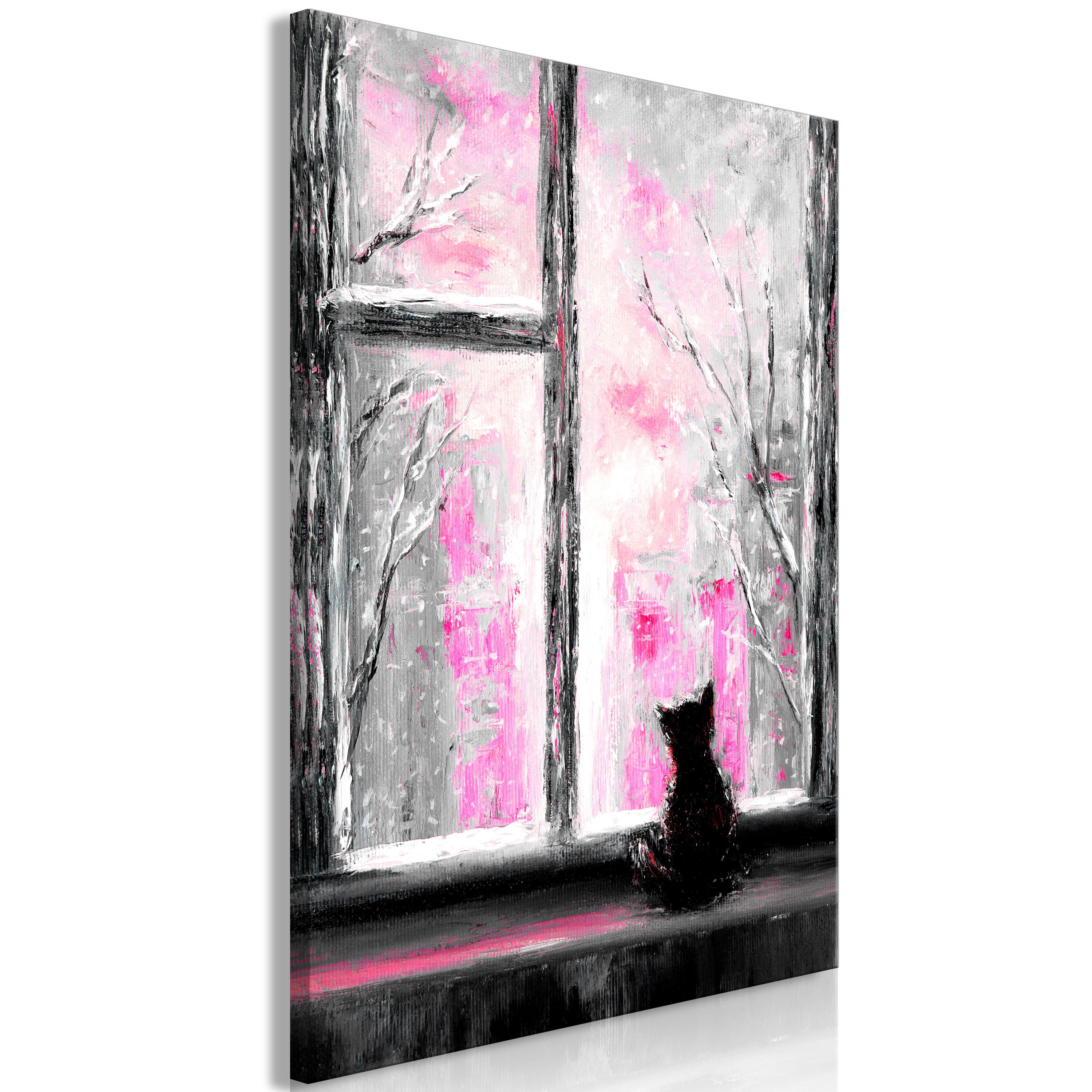 Billede - Longing Kitty (1 Part) Vertical Pink - 20 x 30 cm - Premium Print billede
