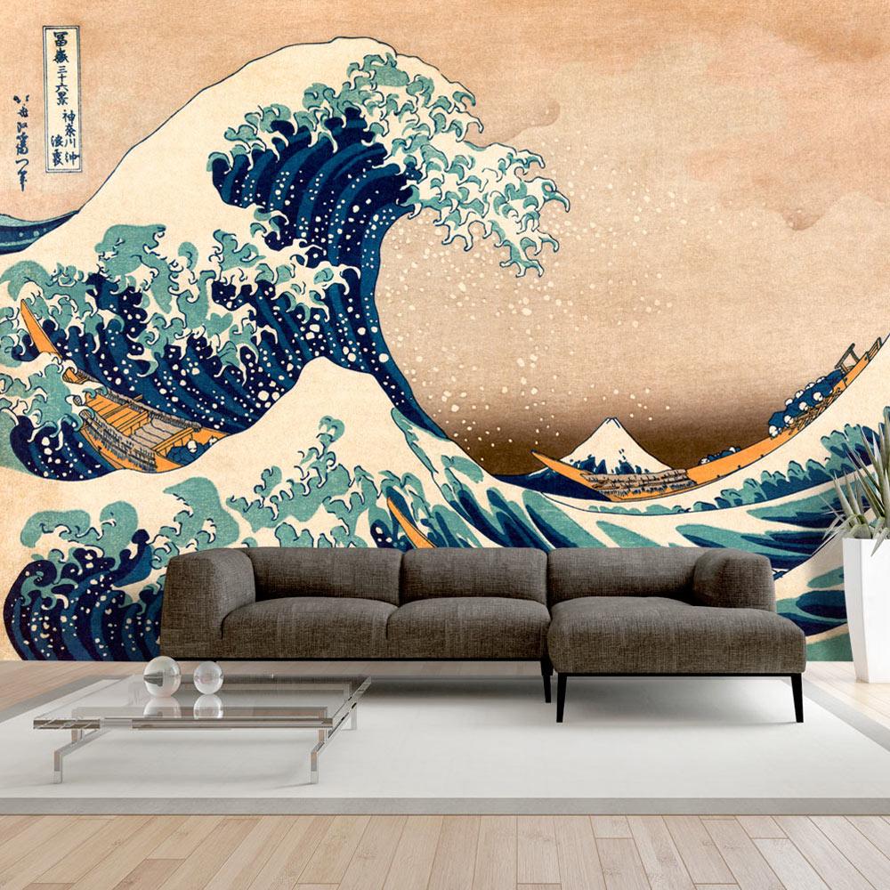Fototapet - Hokusai: The Great Wave off Kanagawa (Reproduction) - 150 x 105 cm - Premium billede