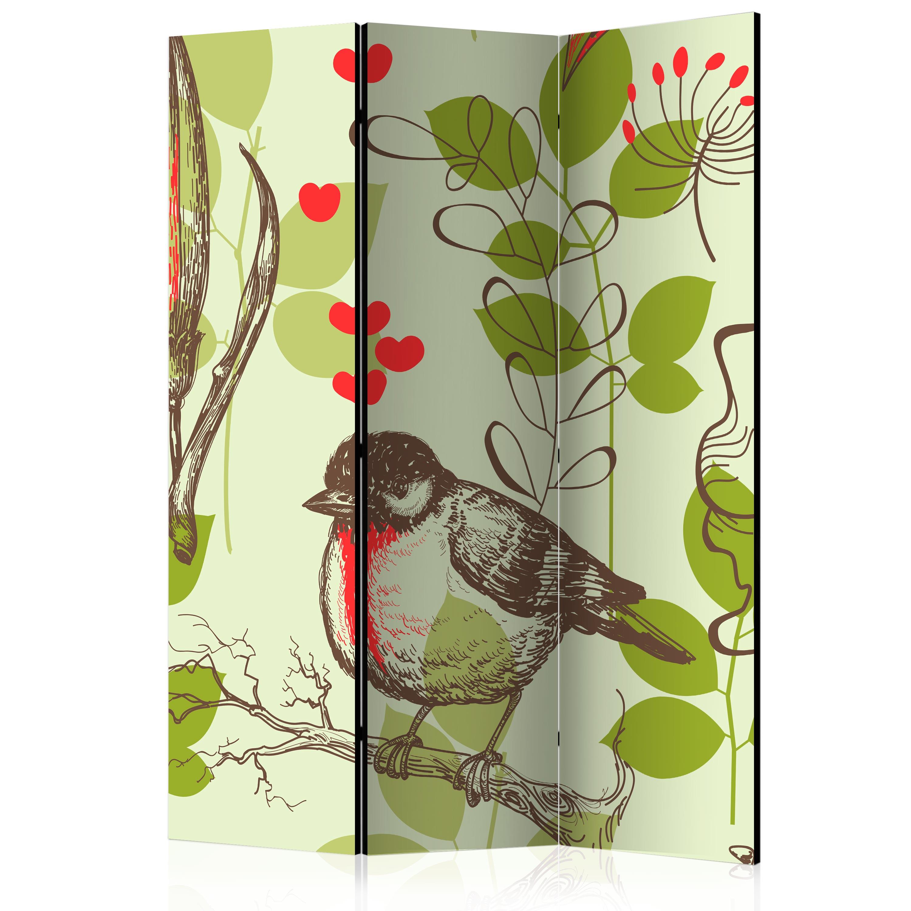Skærmvæg Bird And Lilies Vintage Pattern 135 172 Enkeltsiddet