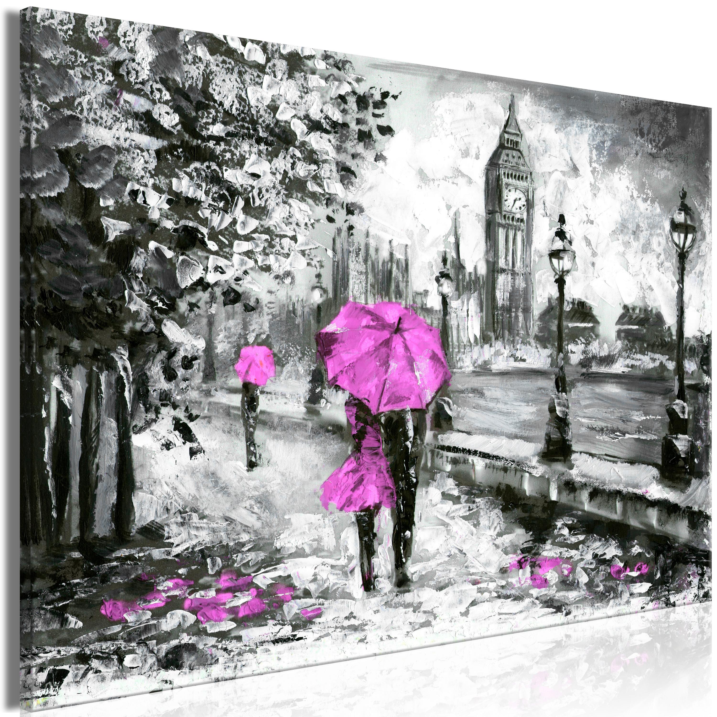 Billede - Walk in London (1 Part) Wide Pink - 60 x 40 cm - Premium Print billede