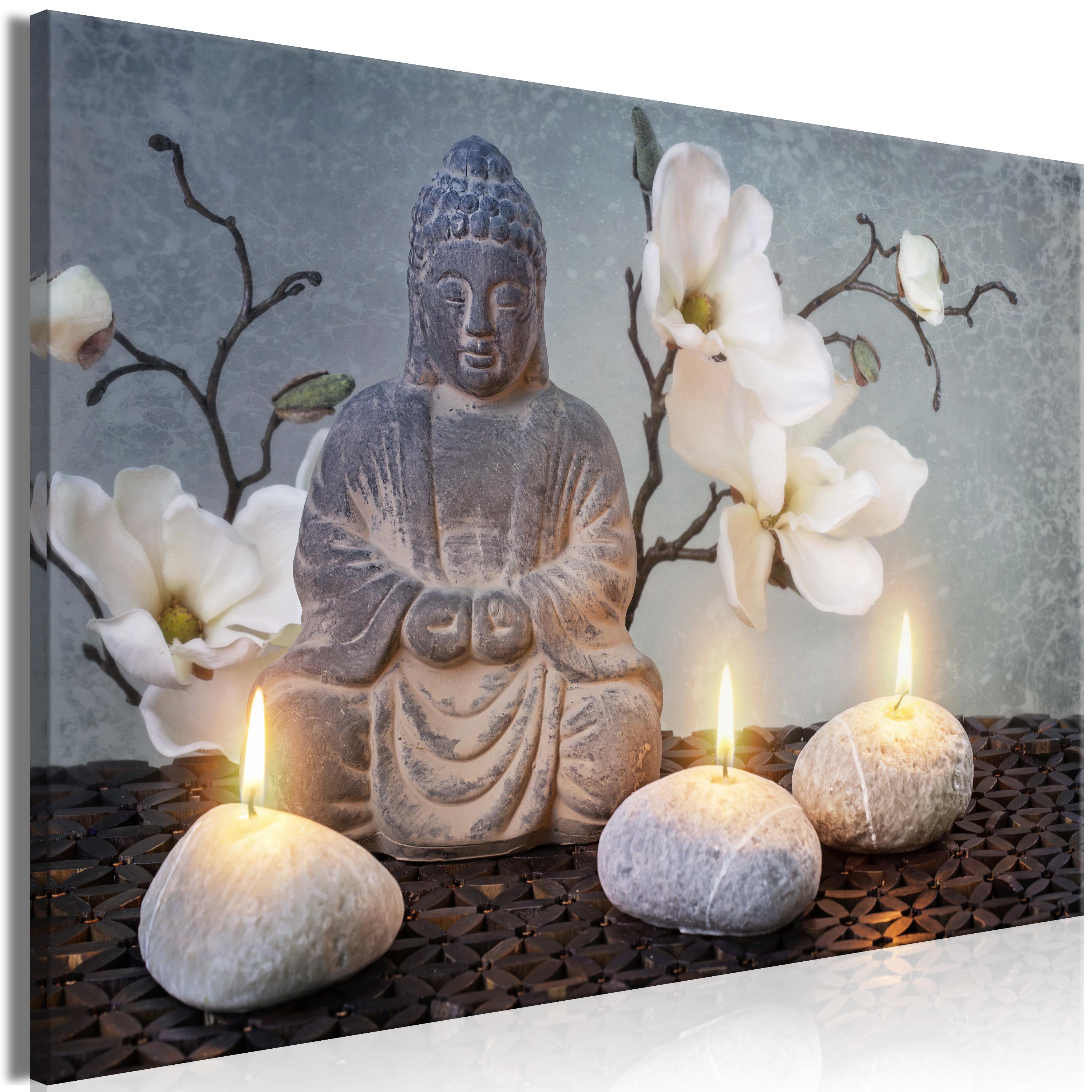 Billede - Buddha and Stones (1 Part) Wide - 60 x 40 cm - Standard billede