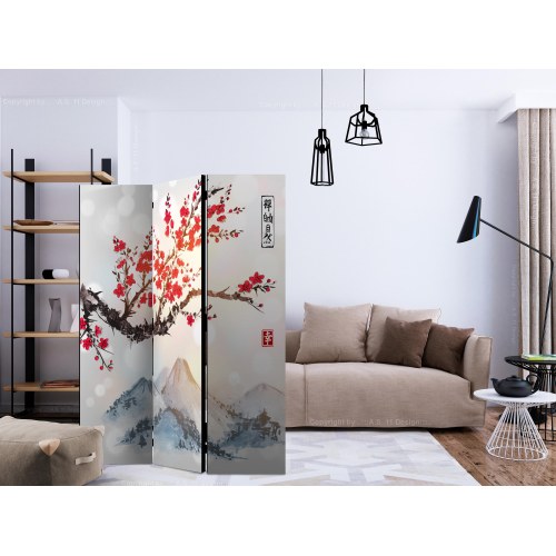 Skærmvæg Mount Fuji - orientalsk 3-panels rumdeler