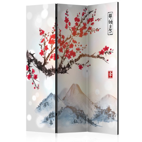 Skærmvæg Mount Fuji - orientalsk 3-panels rumdeler
