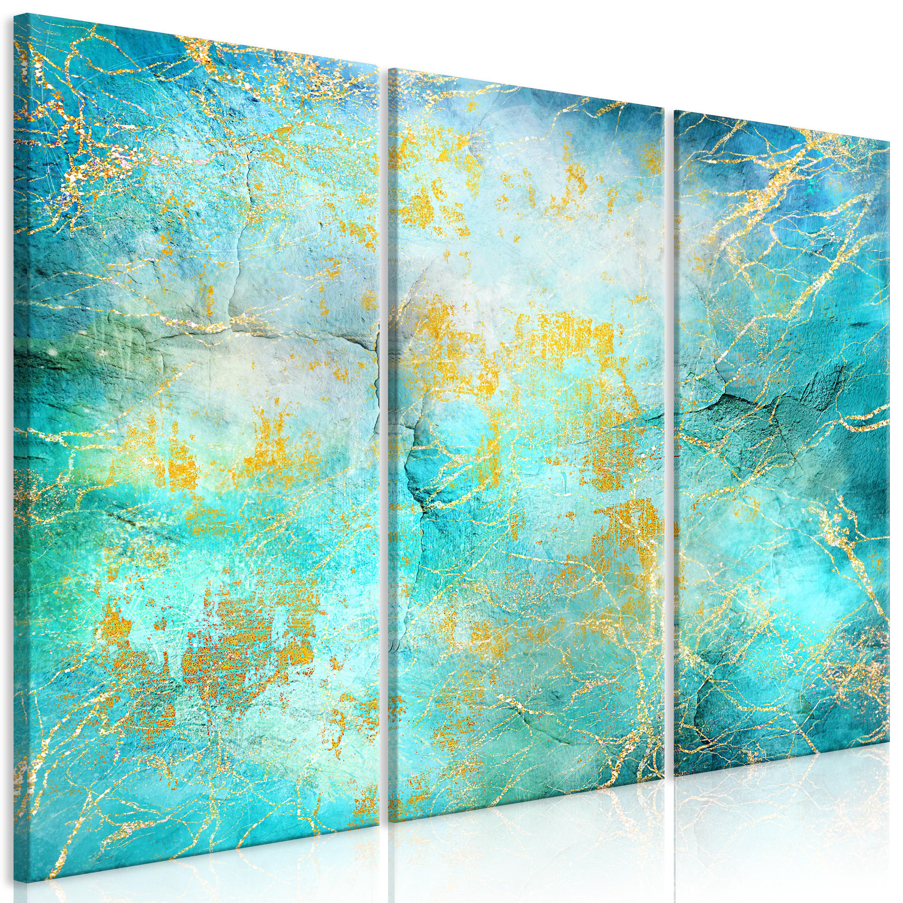Billede - Emerald Ocean (3 dele) - 60 x 40 cm - På italiensk lærred billede