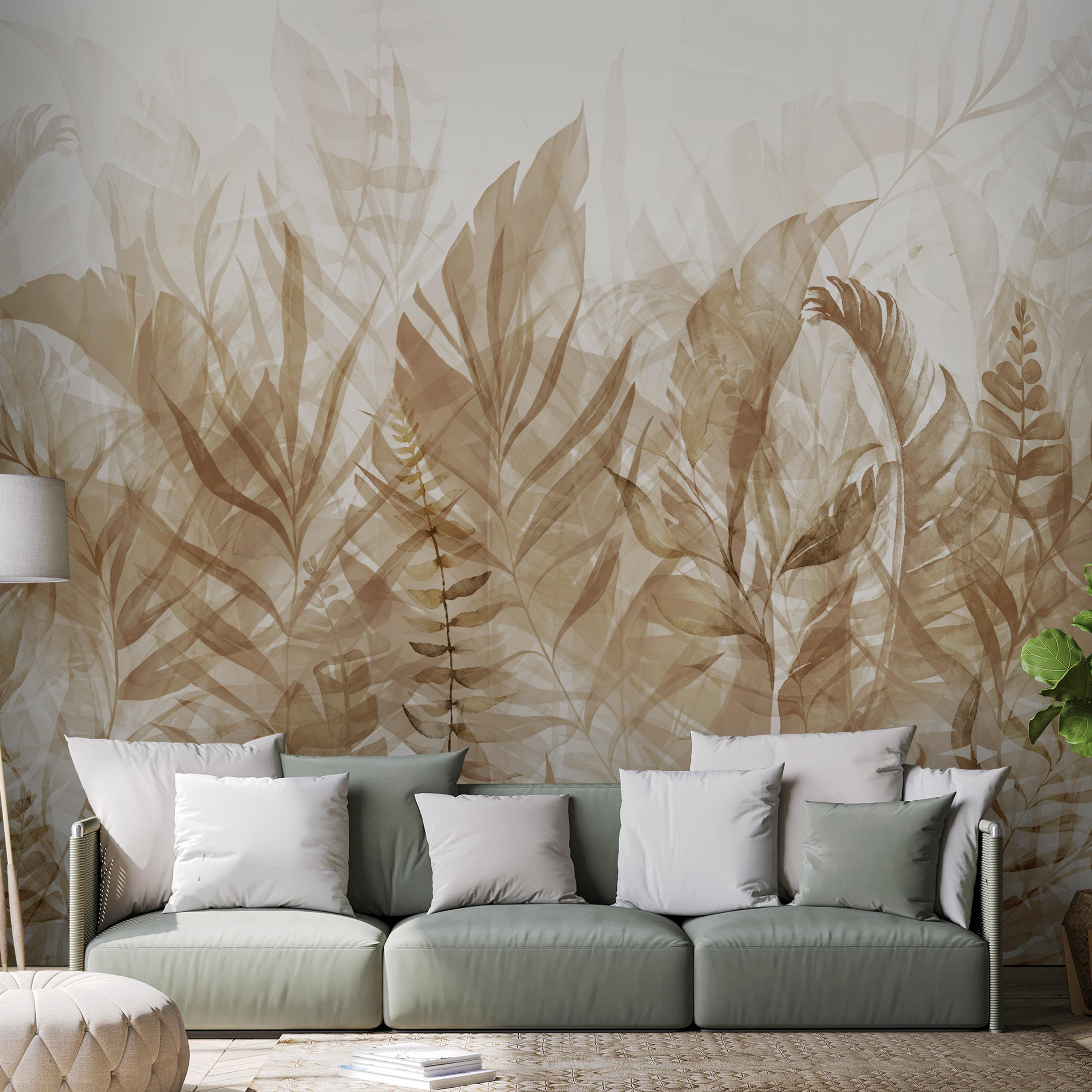 Fototapet Magic Grove brun med blade - 392 x 280 cm - Selvklæbende billede