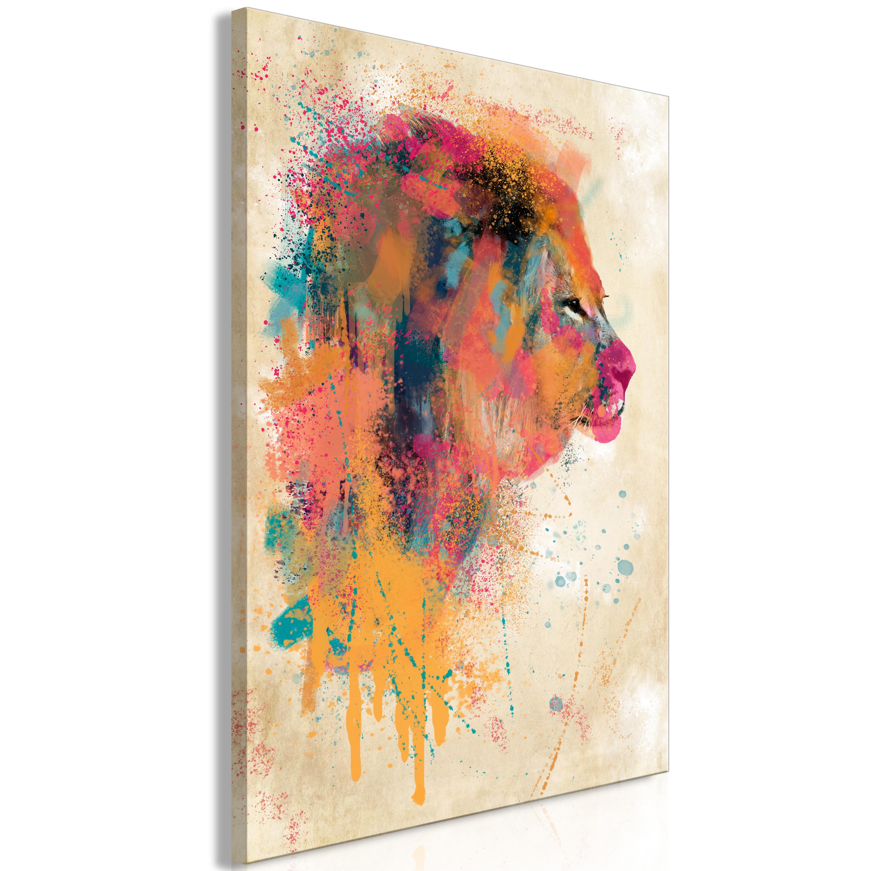 Billede - Watercolor Lion (1 Part) Vertical - 40 x 60 cm - Premium Print billede