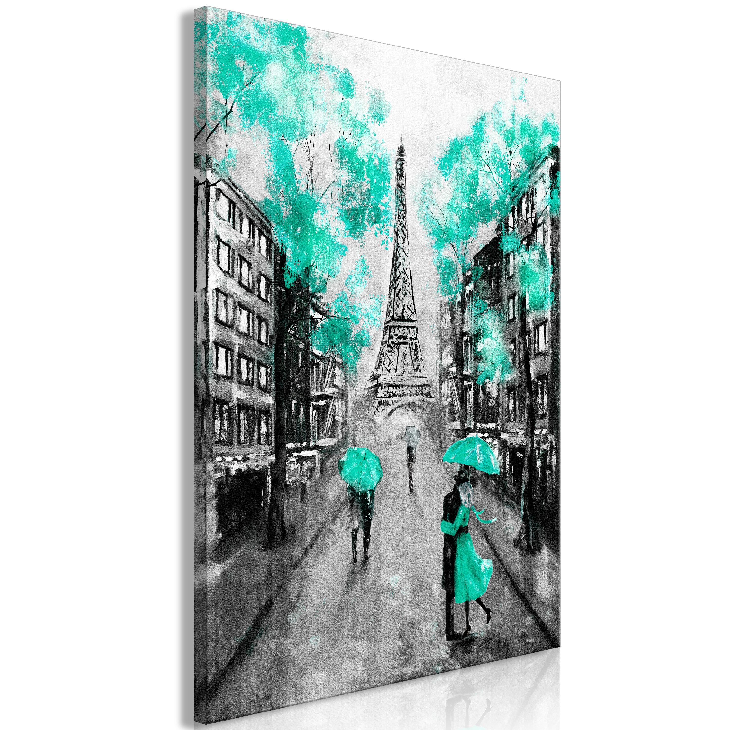 Billede - Paris Rendez-Vous (1 Part) Vertical Green - 40 x 60 cm - Premium Print billede