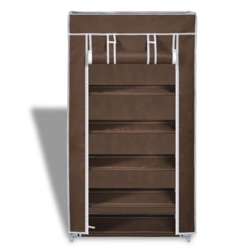 Skoskab med 5 hylder - brun skoopbevaring 58×28×106 cm
