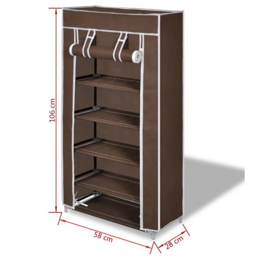 Skoskab med 5 hylder - brun skoopbevaring 58×28×106 cm