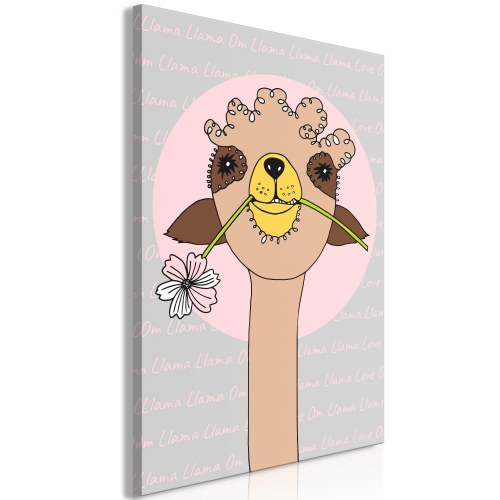 Lærredsbillede Happy Llama - 1 del, vertikal