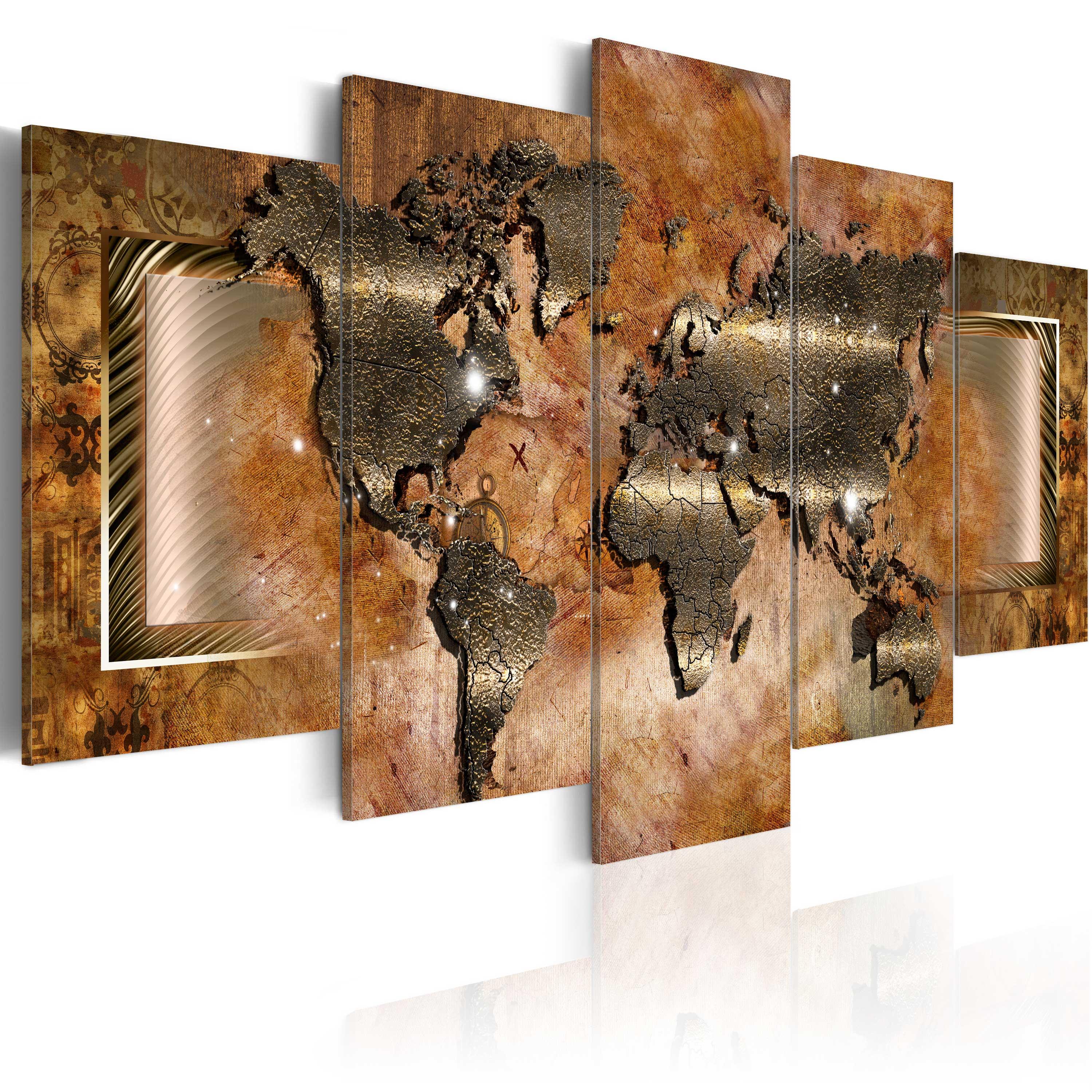 Billede - Steel Map - 100 x 50 cm - På italiensk lærred