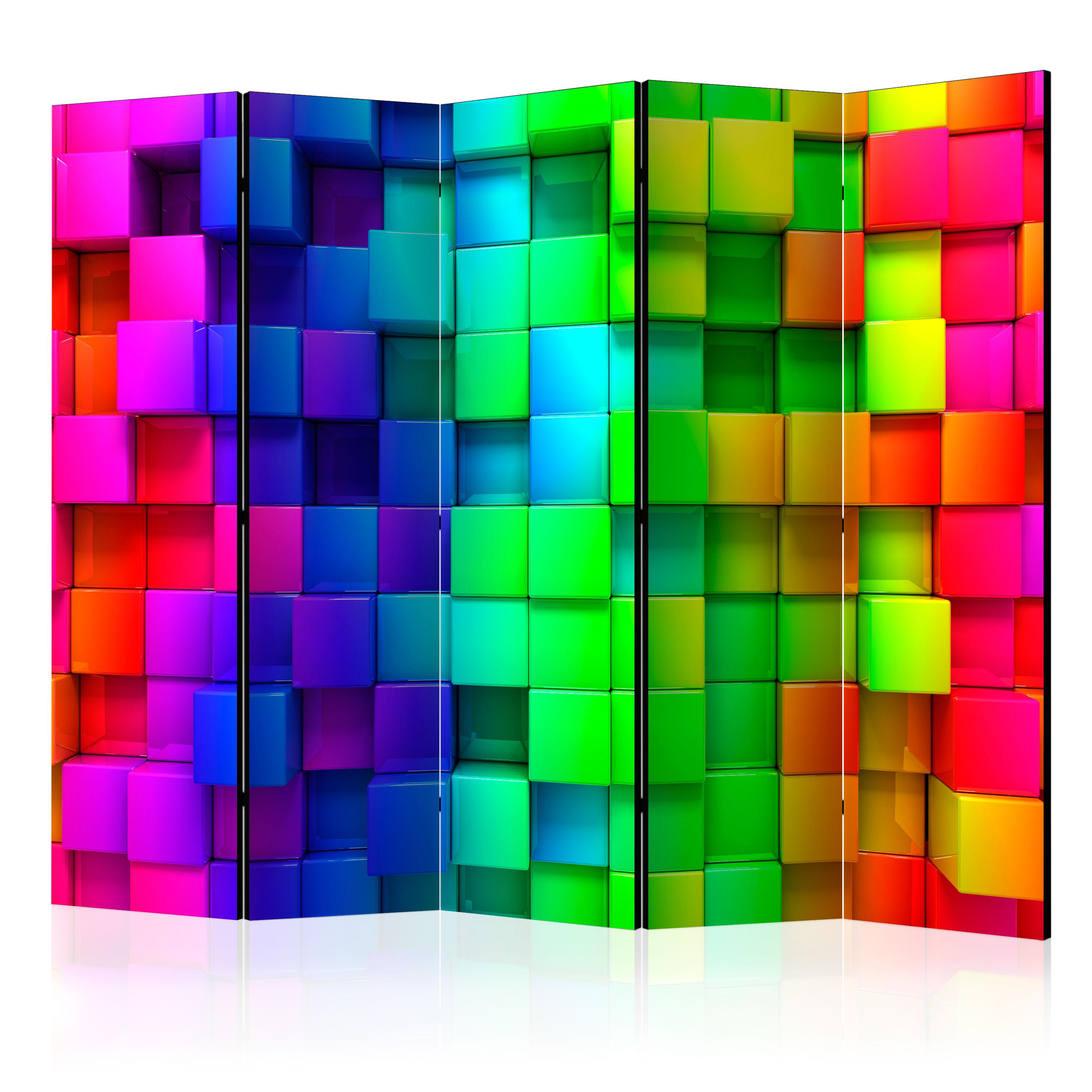 Skærmvæg - Colourful Cubes II - 225 x 172 cm - Dobbeltsiddet