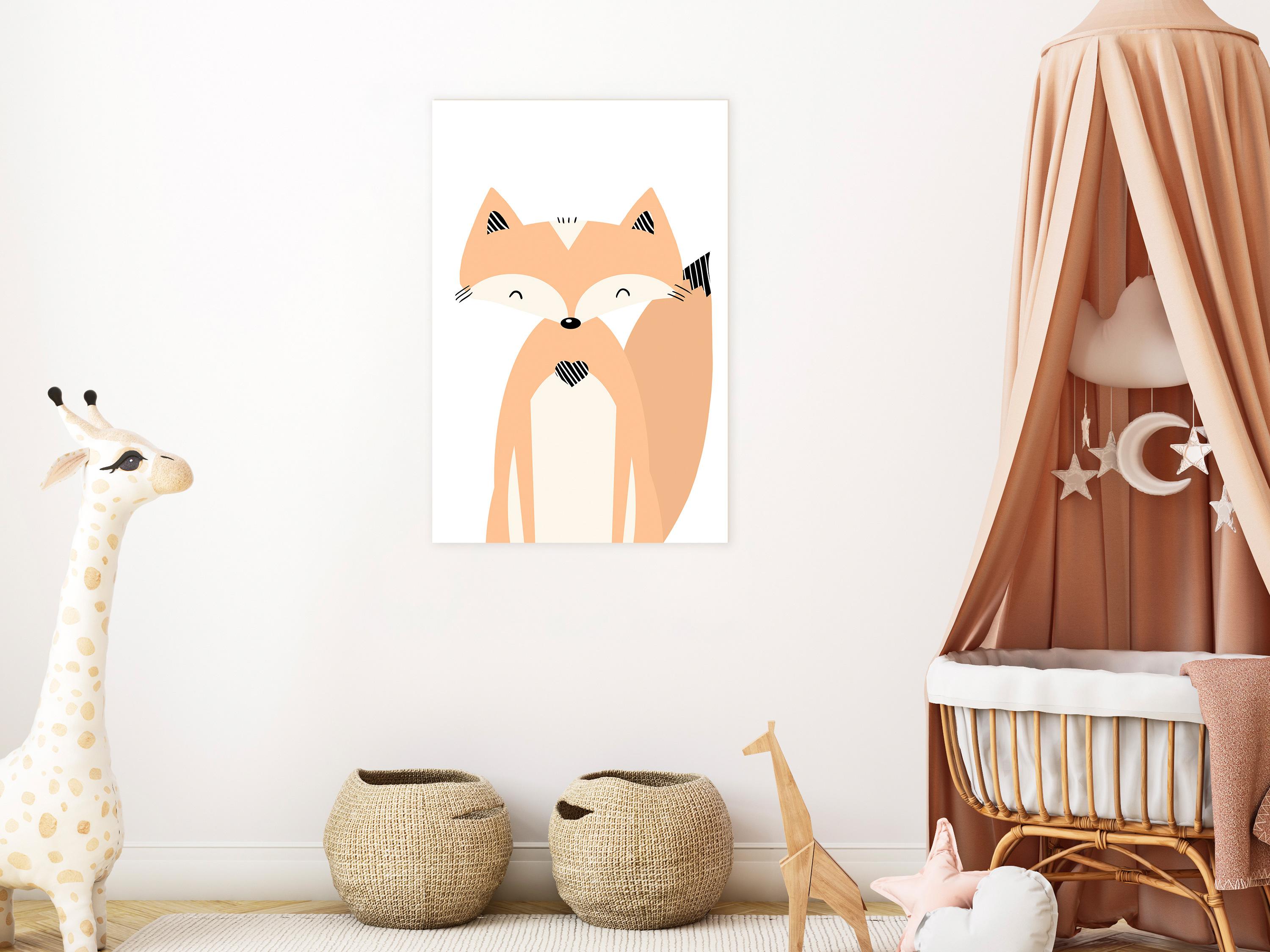 Billede Happy Fox 1 Part Vertical 60 X 90 Cm På Italiensk Lærred
