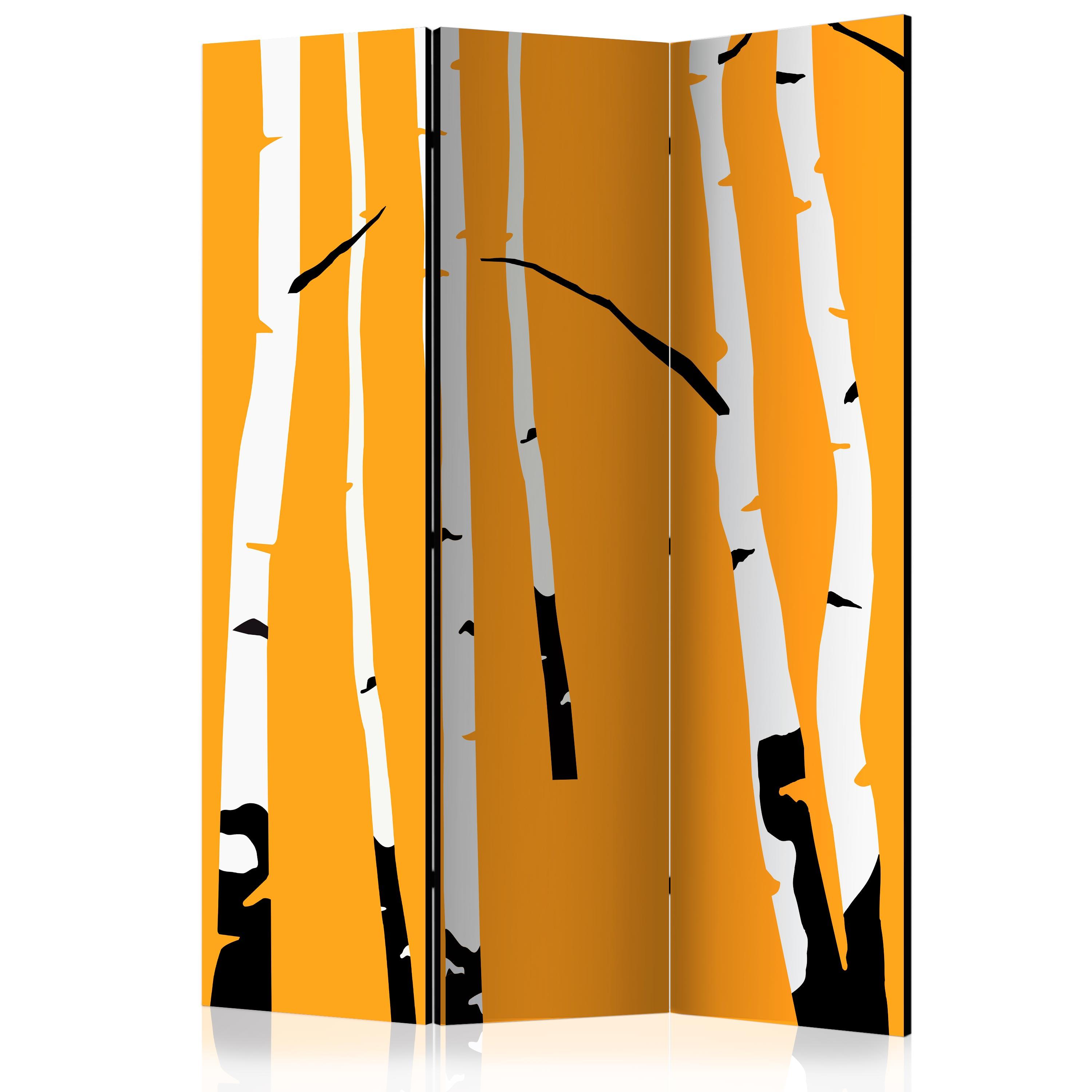 Skærmvæg – Birches on the orange background – 135 x 172 cm – Enkeltsiddet