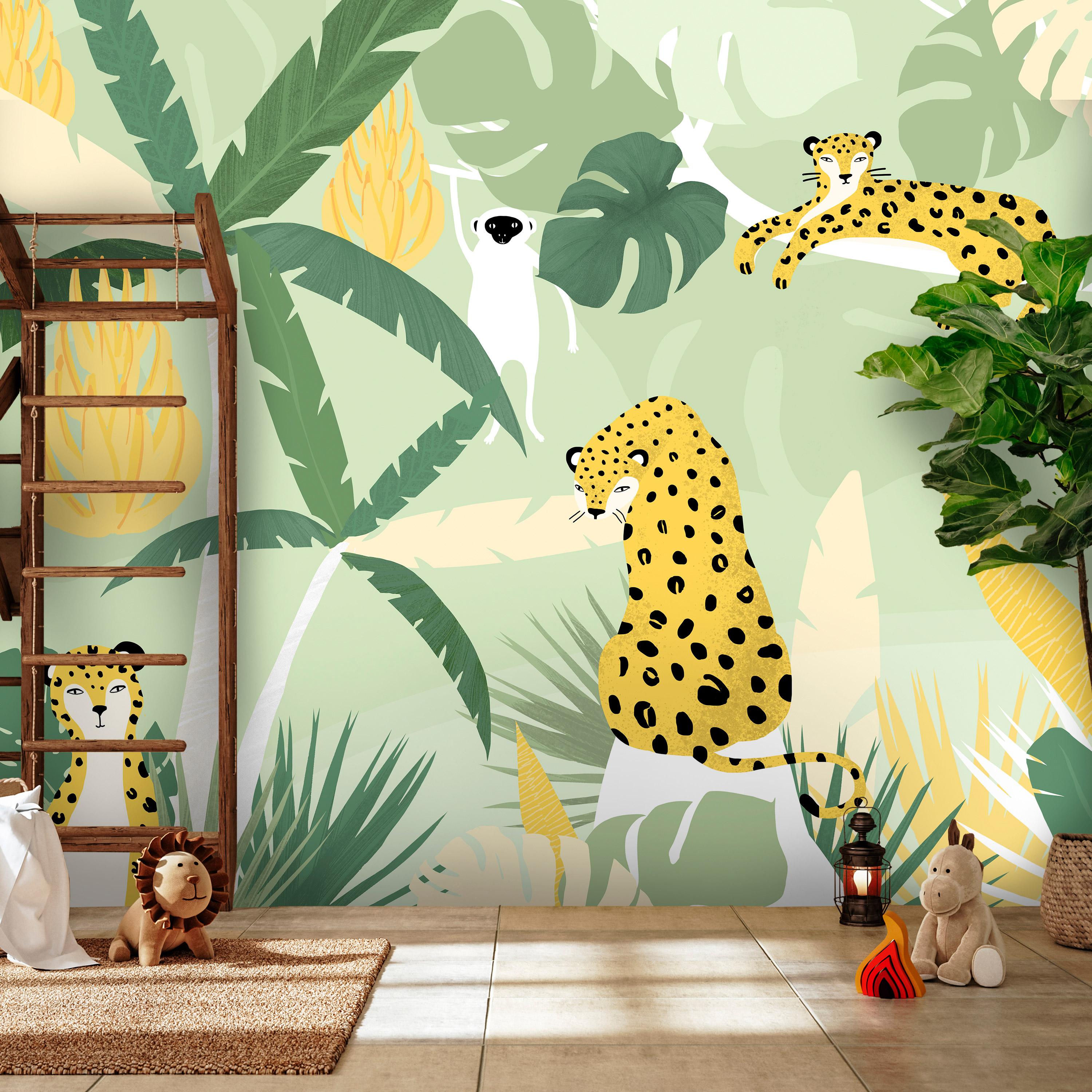 Fototapet - Cheetahs in the Jungle - First Variant - 100 x 70 cm - Standard billede