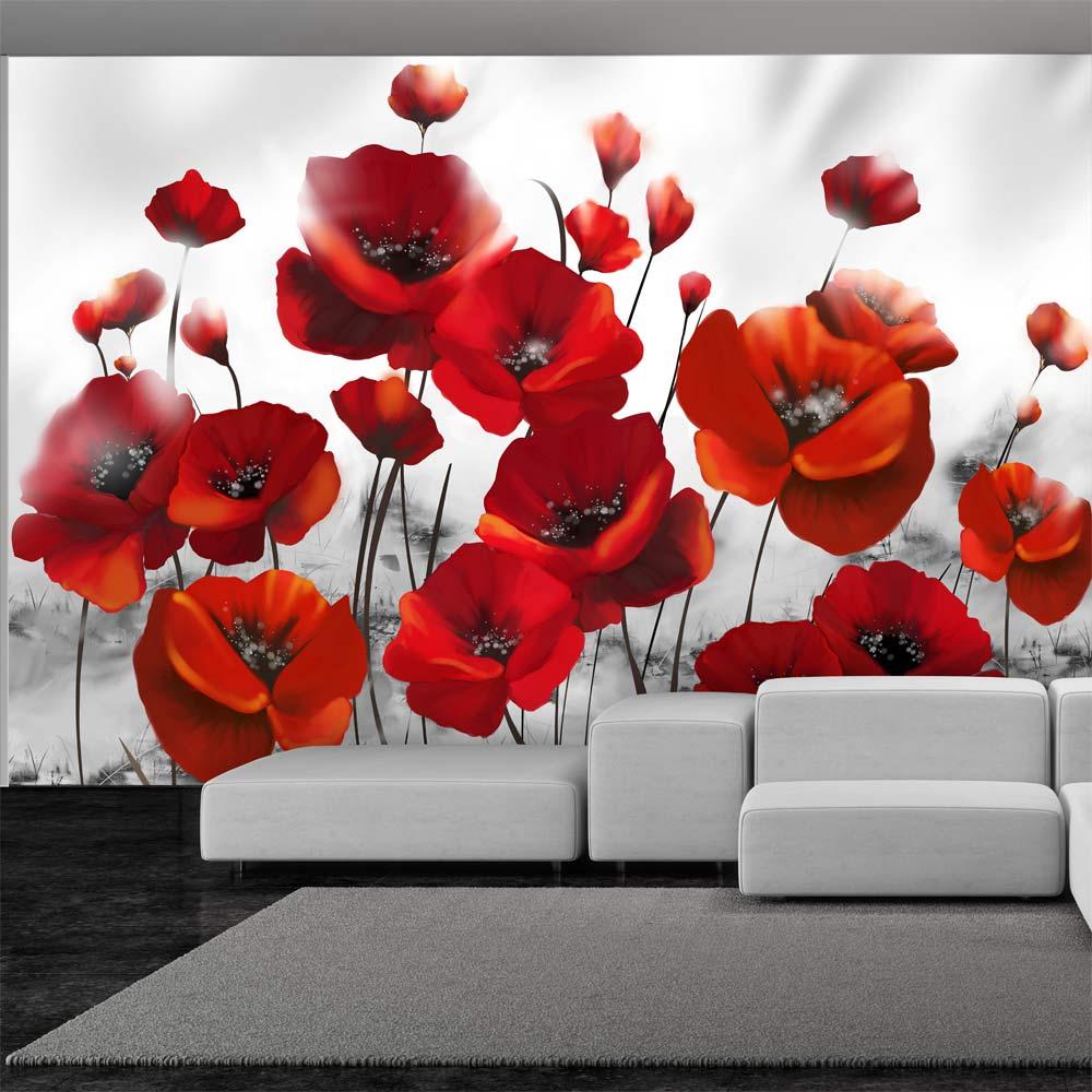 Fototapet - Poppies in the Moonlight - 100 x 70 cm - Standard billede