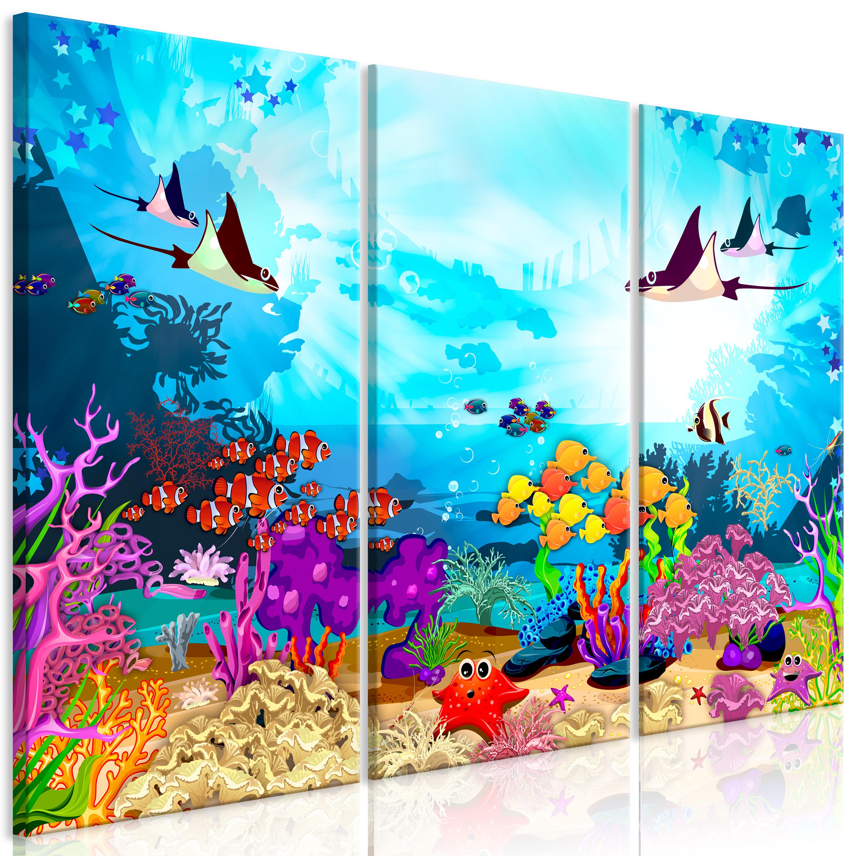 Billede - Underwater Fun (3 dele) - 90 x 60 cm - Premium Print billede