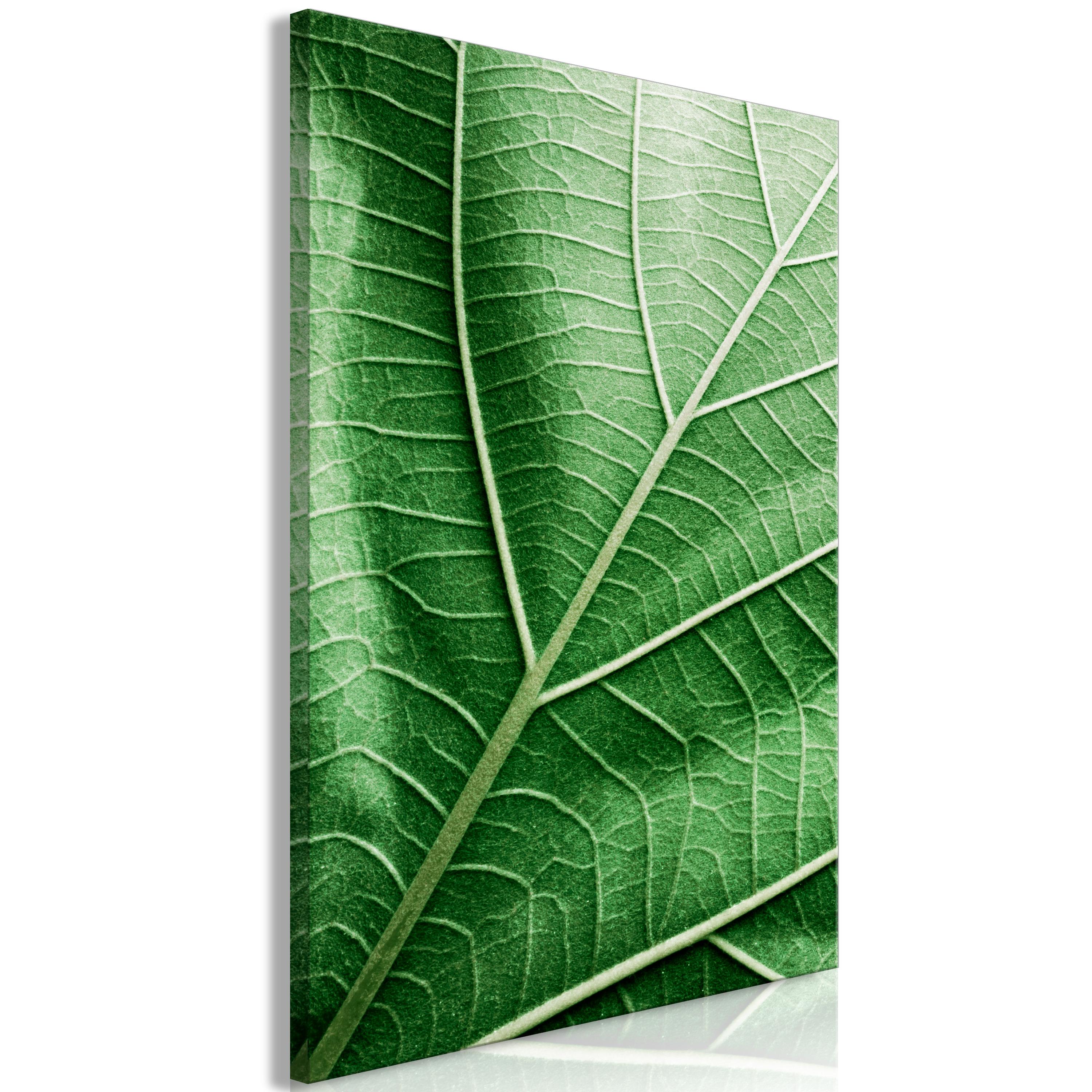 Billede - Malachite Leaf (1 Part) Vertical - 40 x 60 cm - På italiensk lærred billede