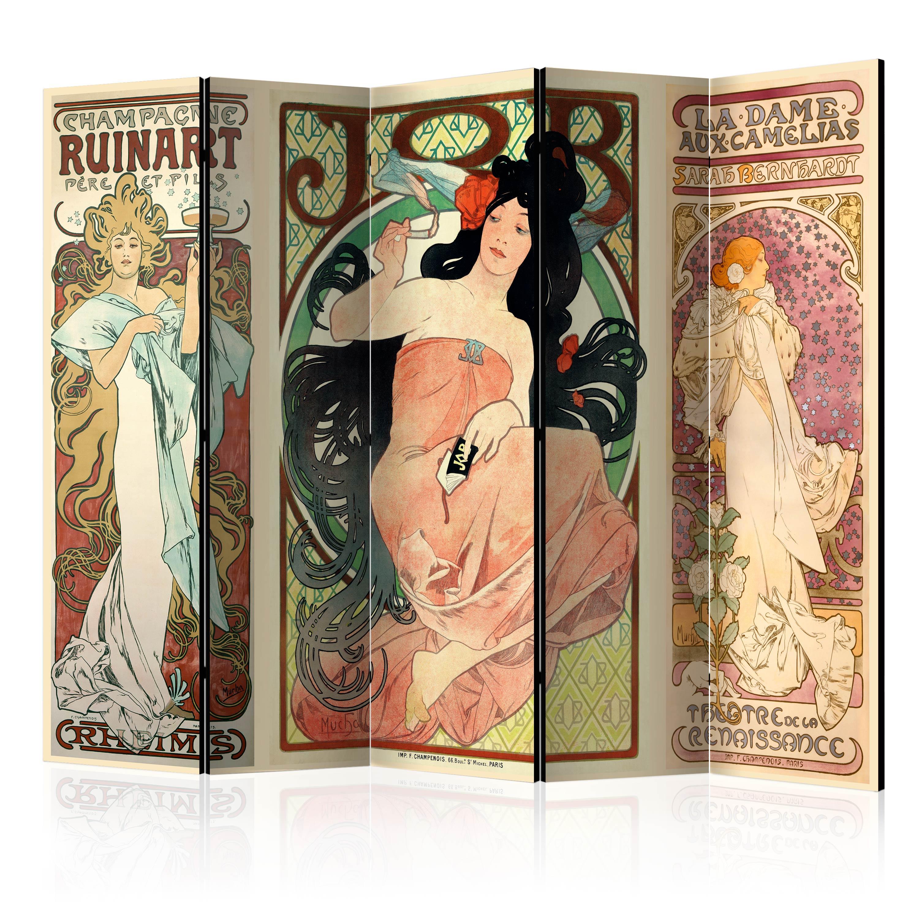 Skærmvæg - Alphonse Mucha. Women's II - 225 x 172 cm - Enkeltsiddet