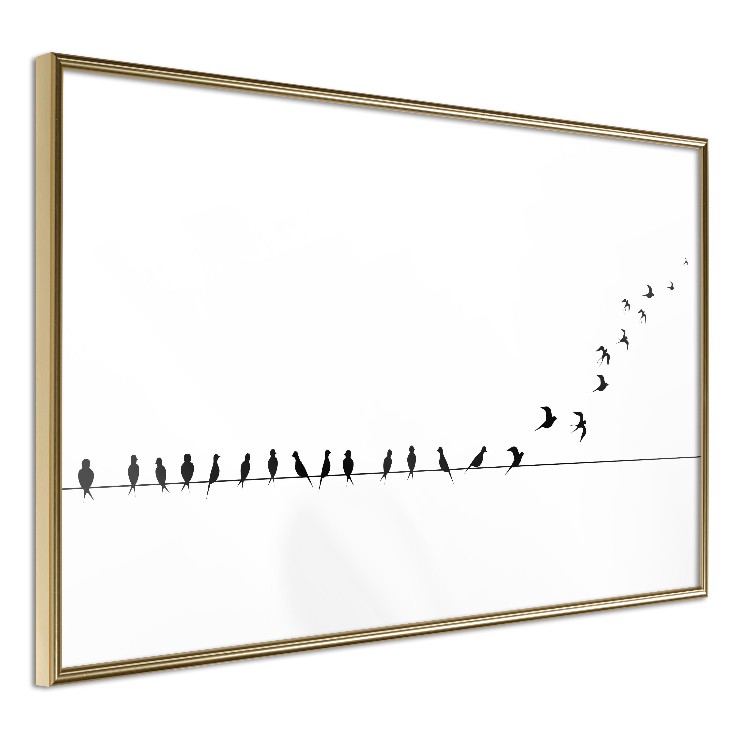 Plakat - Let's Fly - 45 x 30 cm - Guldramme billede
