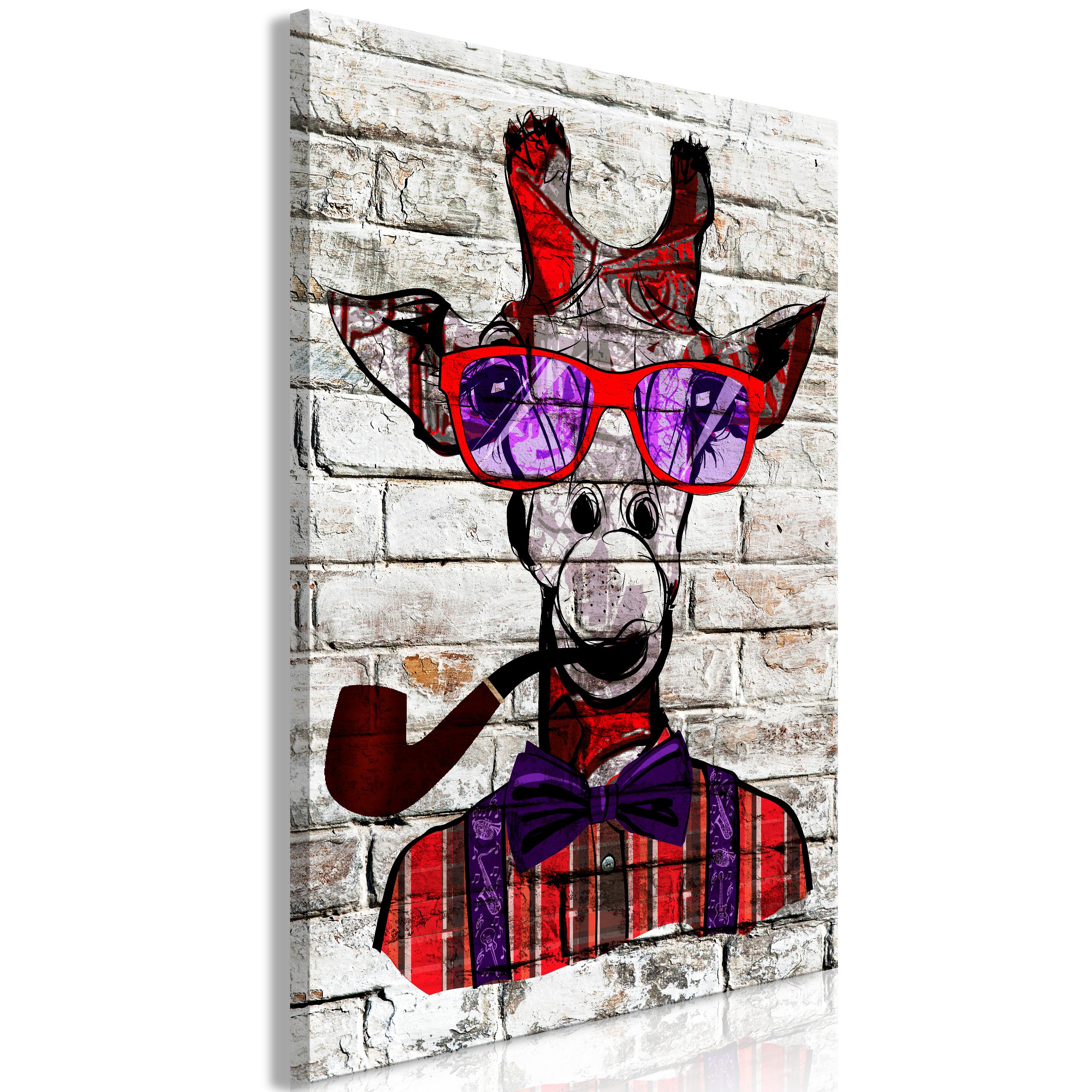 Billede - Hipster Giraffe (1 Part) Vertical - 20 x 30 cm - Premium Print billede