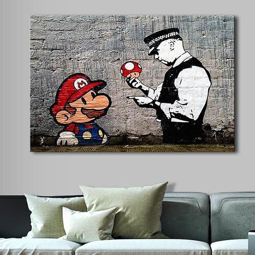 Billede - Mario and Cop by Banksy