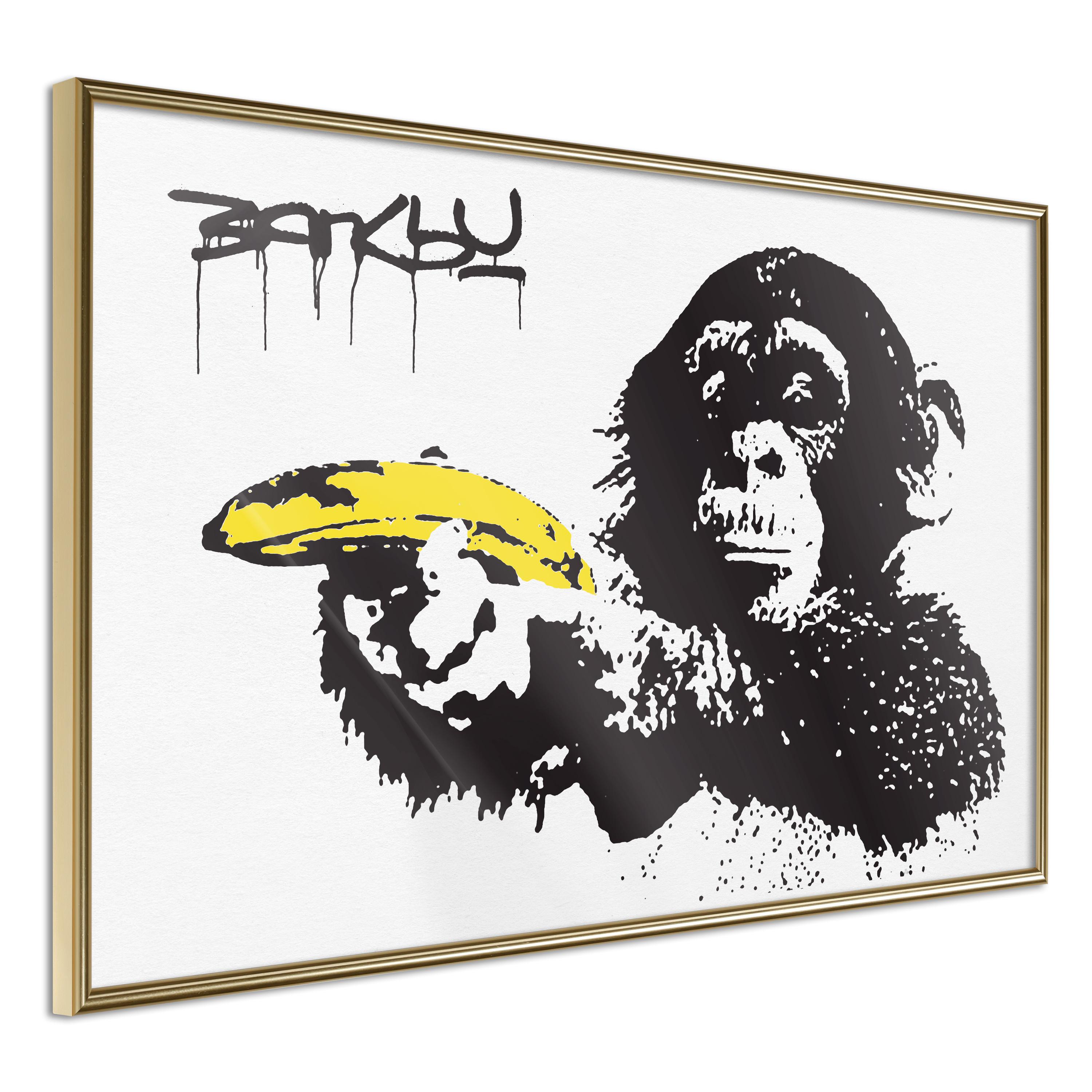 Plakat - Banana Gun - 90 x 60 cm - Guldramme billede