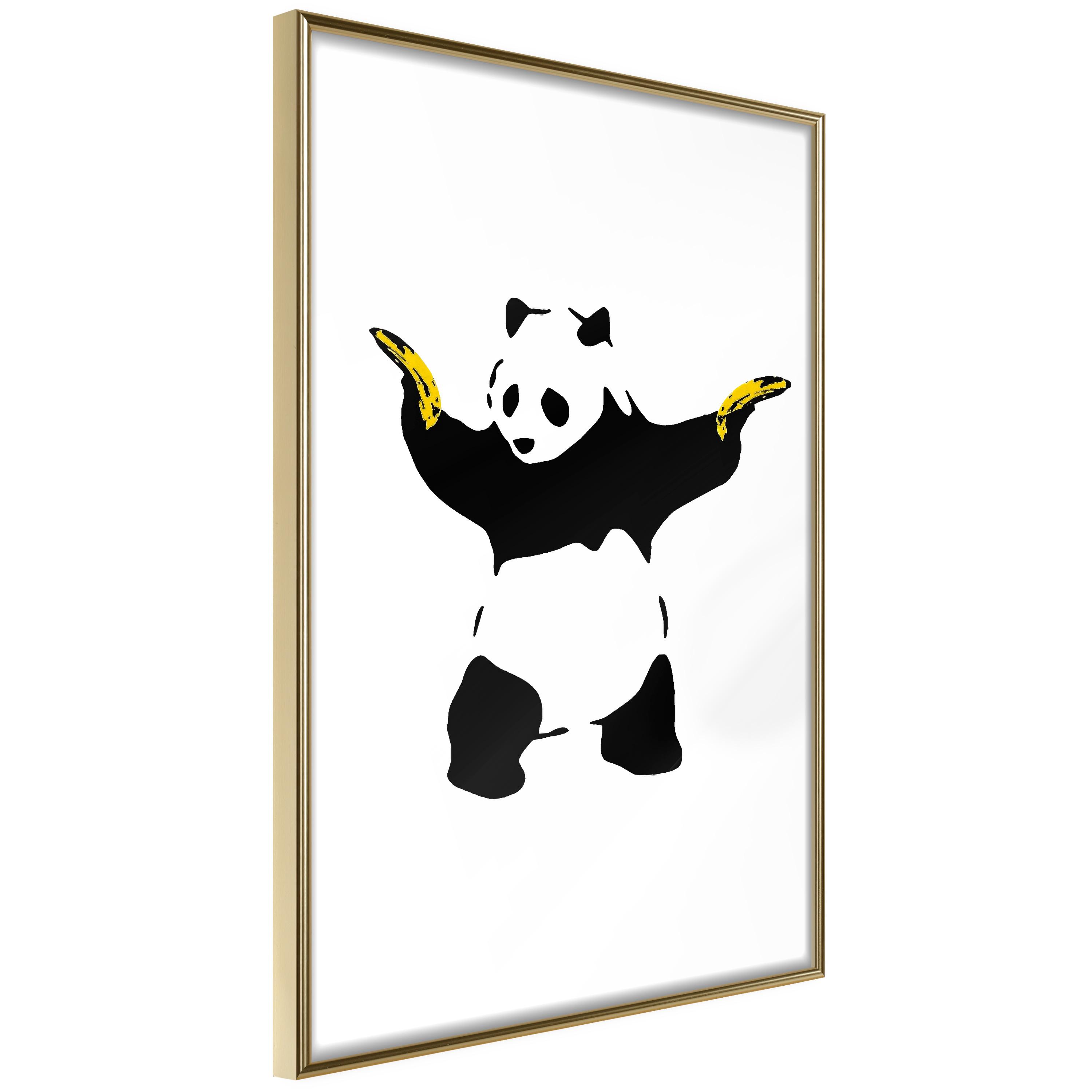 Plakat - Panda with Guns - 40 x 60 cm - Guldramme billede