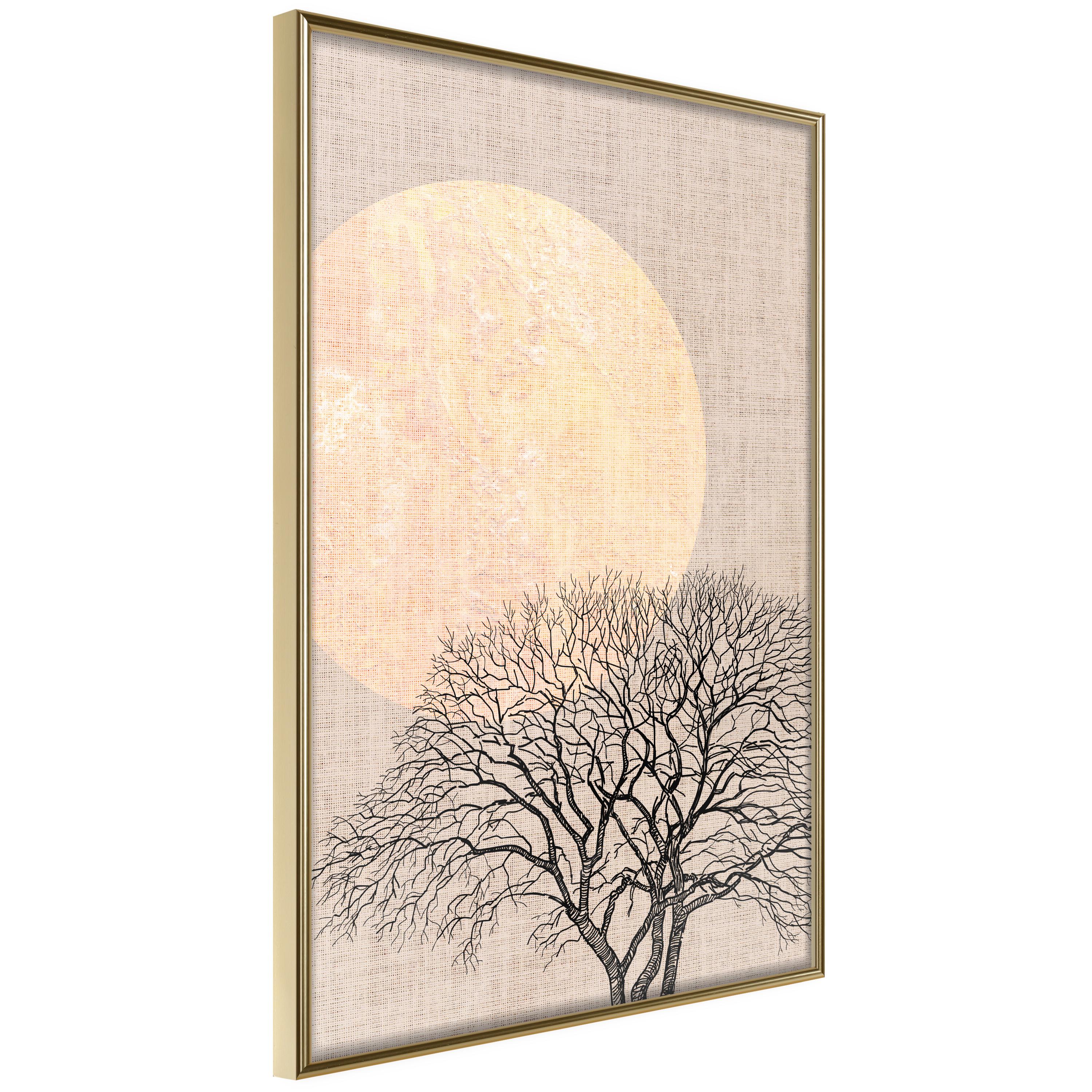 Plakat - Morning Full Moon - 30 x 45 cm - Guldramme billede