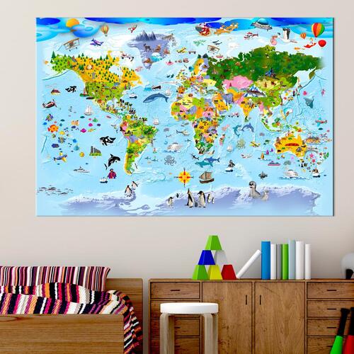 Billede på kork - Children's Map: Colourful Travels